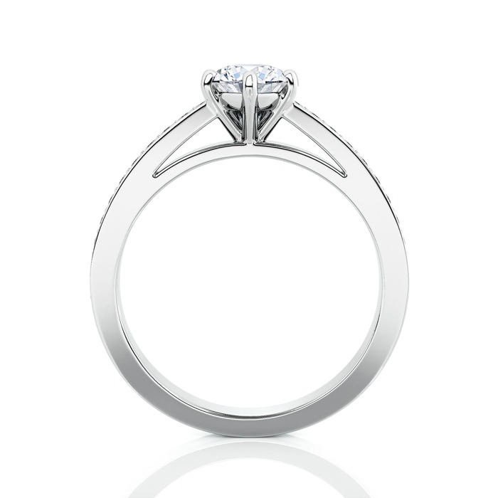 sell Engagement ring Paved  Diamond White Gold 5 claws and diamond band