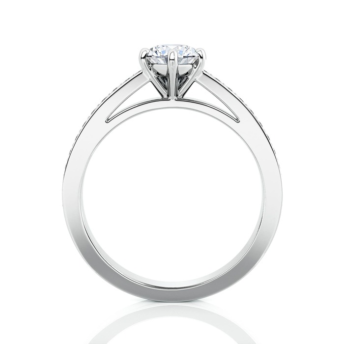 vente Solitaire  Classique avec pavage  Diamant Or Blanc 5 Griffes pavé