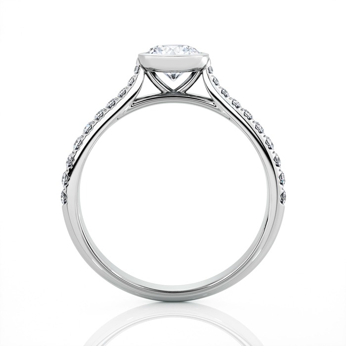 vente Solitaire  Classique avec pavage  Diamant Or Blanc serti clos pavé ETERNITE