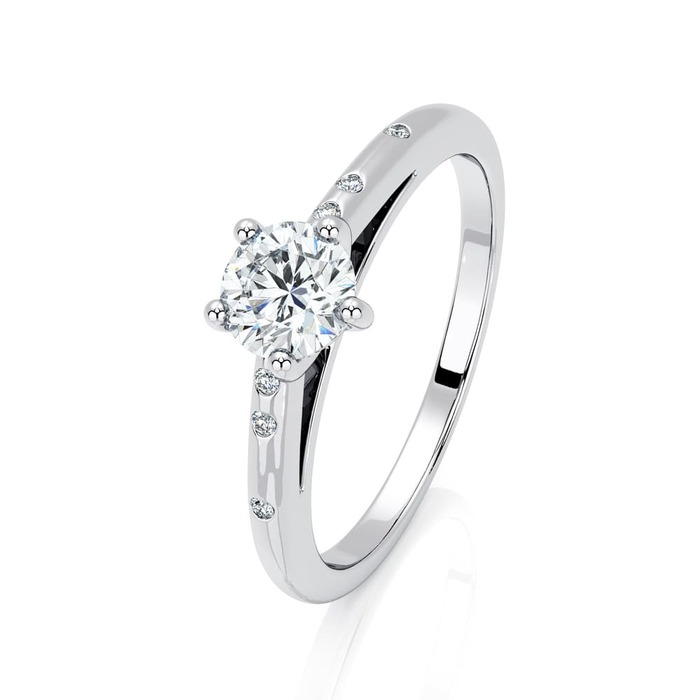 Engagement ring Paved  Diamond White Gold 5 Claws Bi-LED