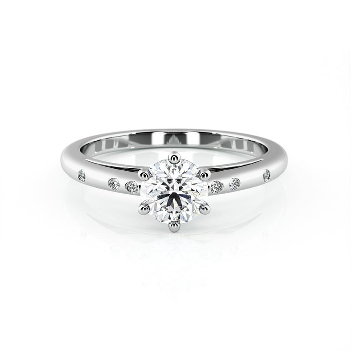 purchase Engagement ring Paved  Diamond White Gold 6 Claws Bi-LED
