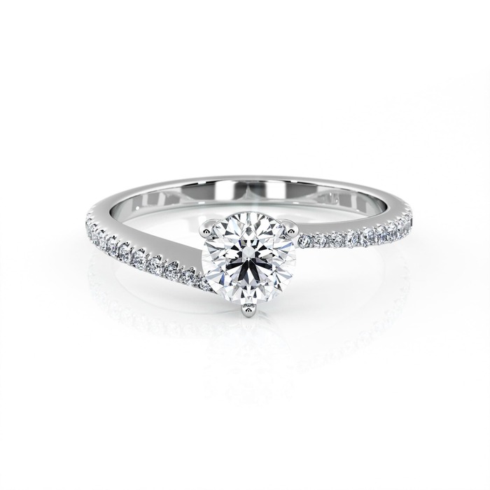 purchase Engagement ring Paved  Diamond White Gold 3 claws and diamond band