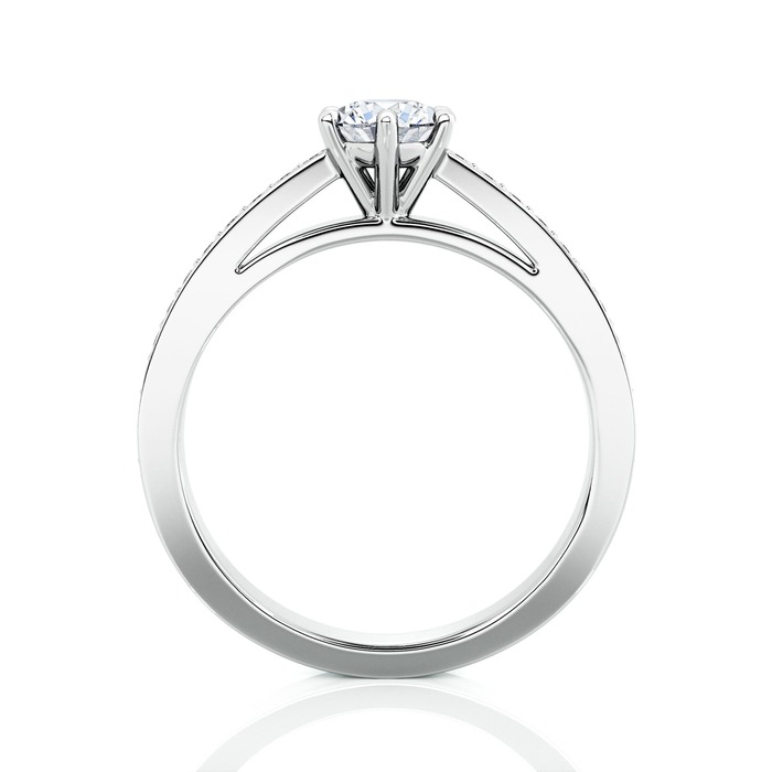 vente Solitaire  Classique avec pavage  Diamant Or Blanc 6 Griffes pavé