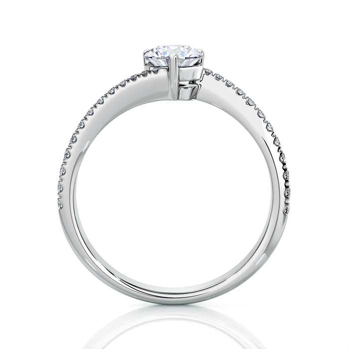 vente Solitaire  Classique avec pavage  Diamant Or Blanc 3 griffes pavé