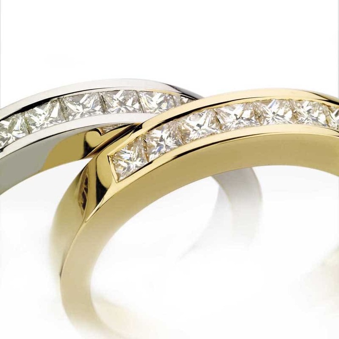 sell Wedding Band Half set  Diamond Yellow Gold PRINCESS