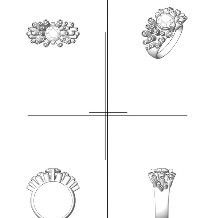 sell Ring Designer jewellery Diamond White Gold FIREWORKS