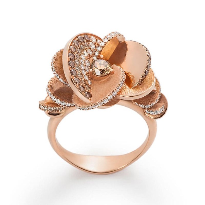 sell Ring Designer jewellery Diamond Pink Gold Sand Roses