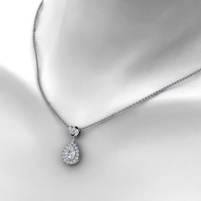 vente Pendentif Classique  Diamant Or Rose entourage, POIRE