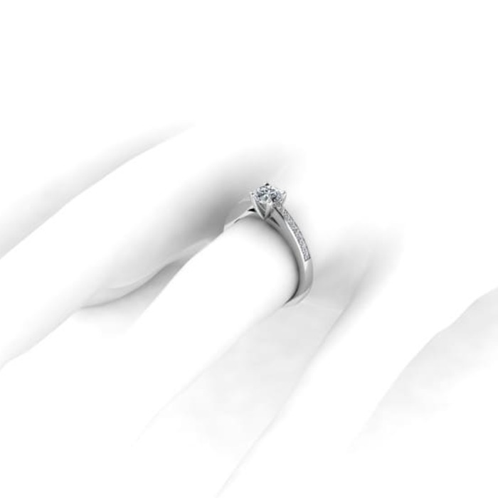 vente Solitaire  Classique avec pavage  Diamant Or Blanc AUBE Pavée