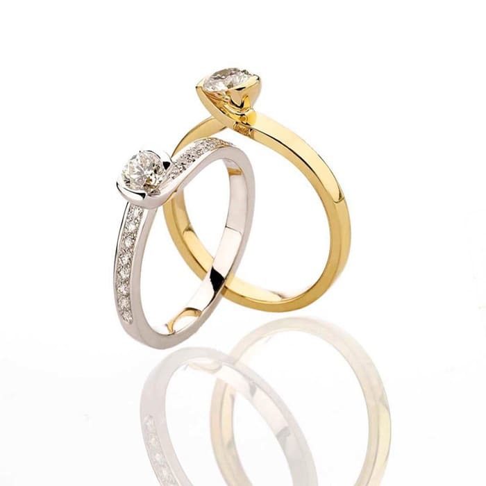 sell Engagement ring Paved  Diamond Yellow Gold NEW LOVE EMBRACINGS  pavé