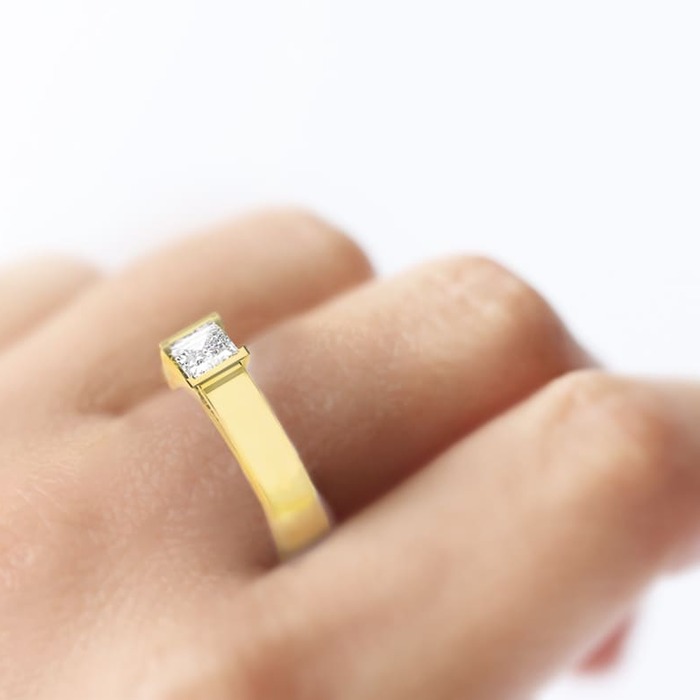 vente Solitaire  Classique  Diamant Or Jaune PRINCESSE  V