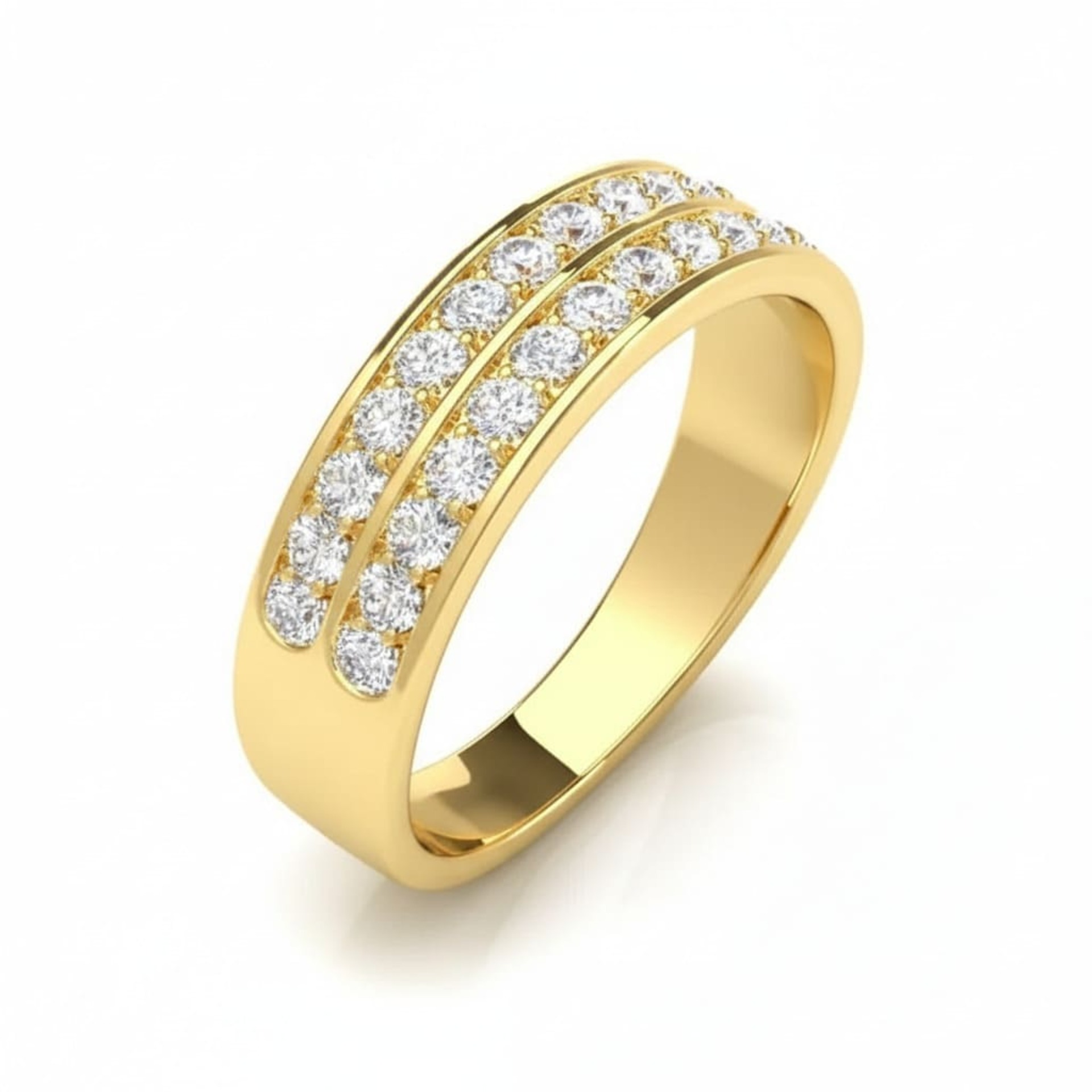 Wedding Band Half set  Diamond Yellow Gold Dubble band