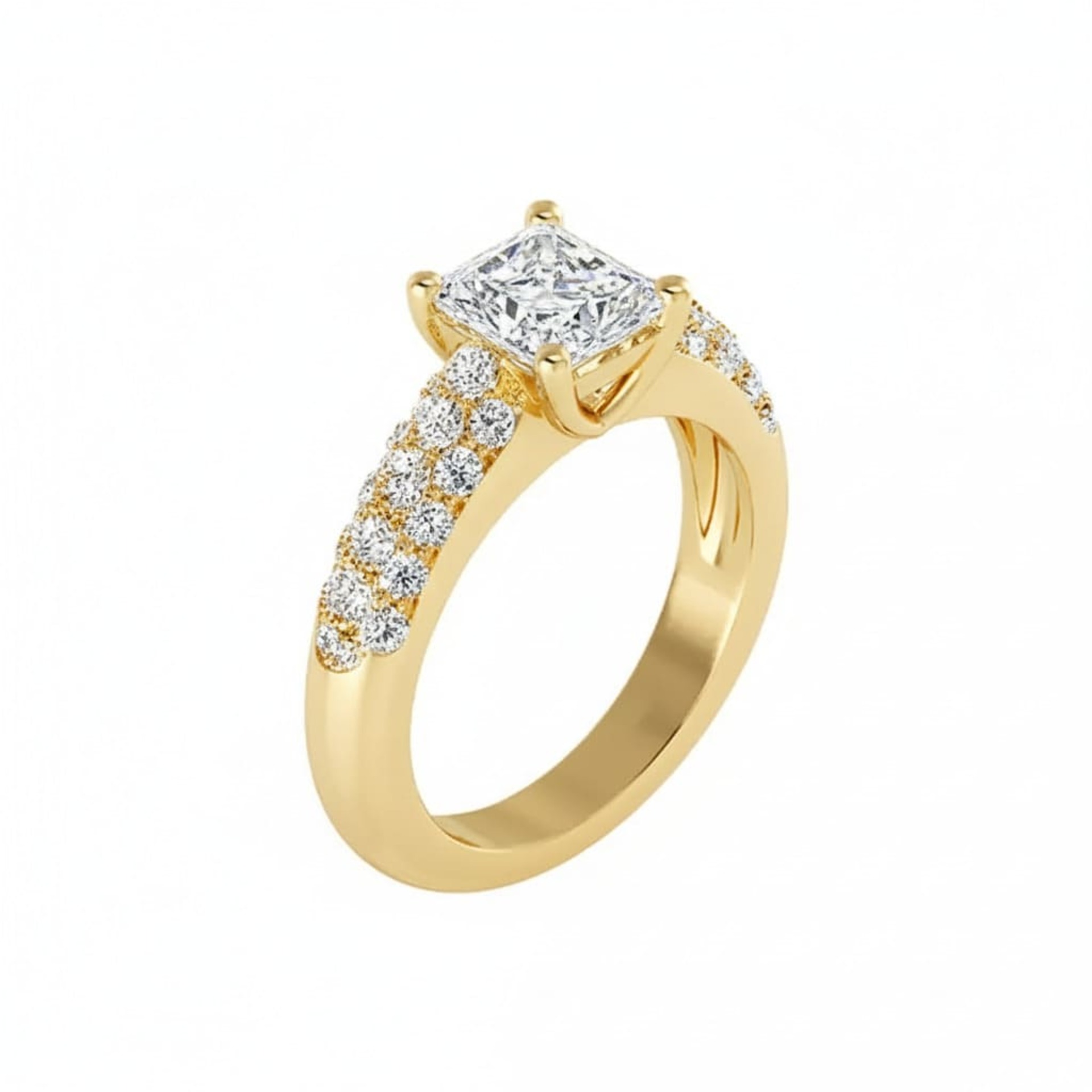 Bague  Classique  Diamant Or Jaune PRINCESSE ROYALE  2 avec pavage
