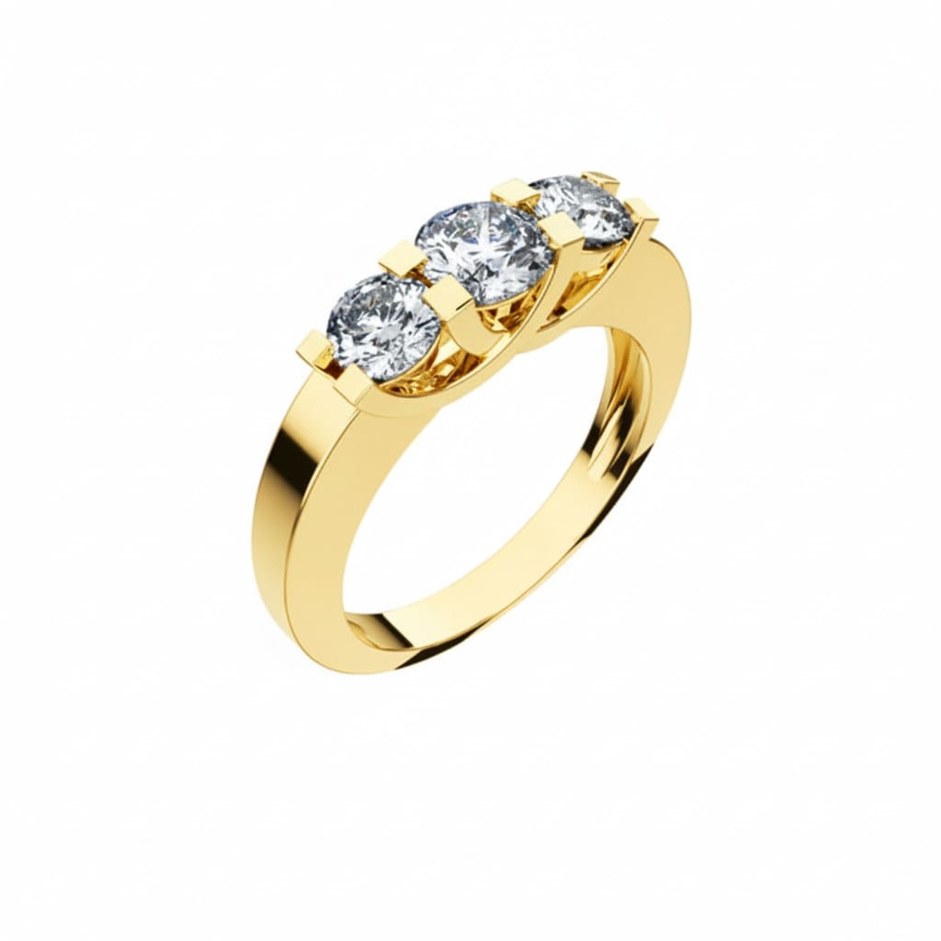 Bague  Trilogie Diamant Or Jaune Valse à trois temps