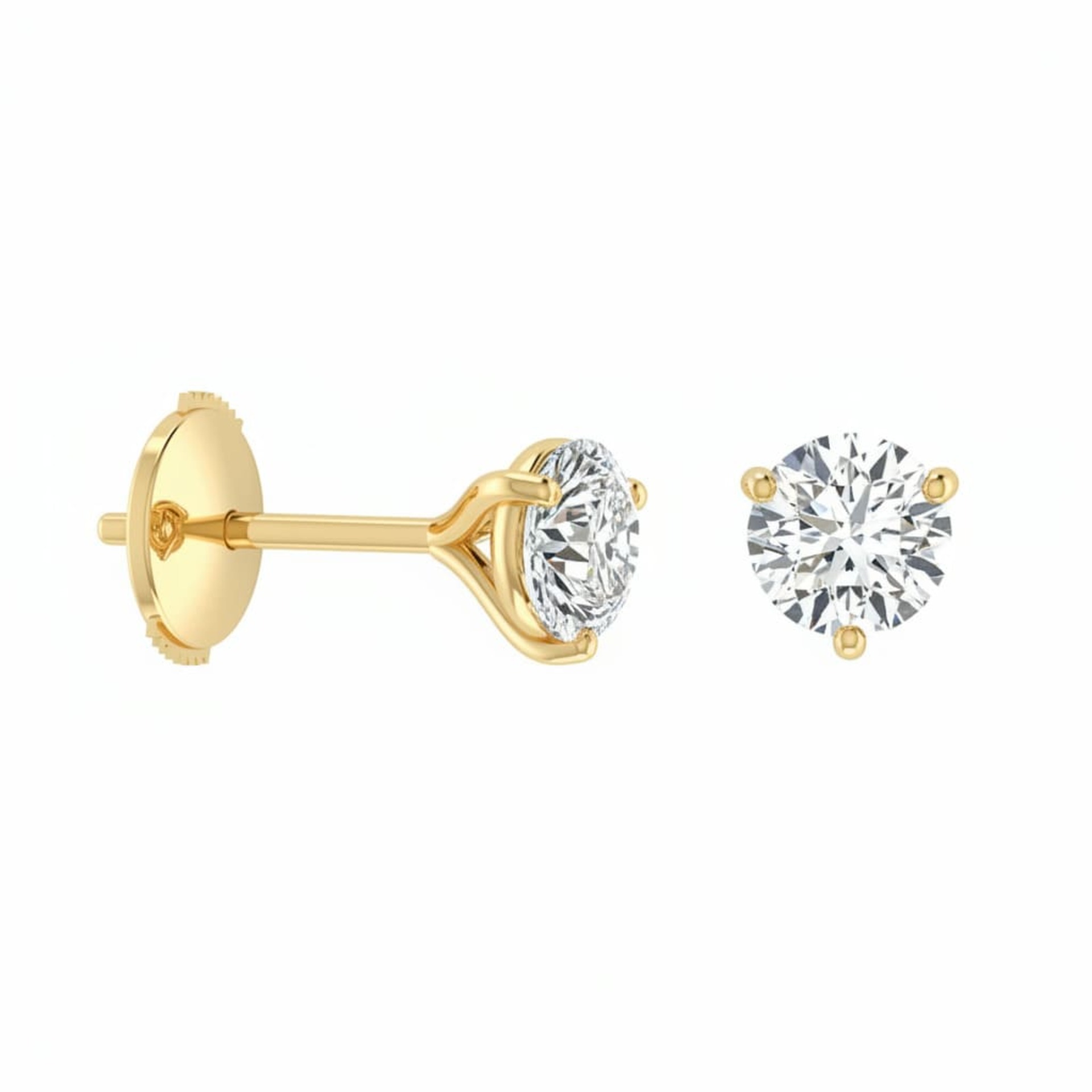 Earrings Classics Diamond Yellow Gold 3 CLAWS
