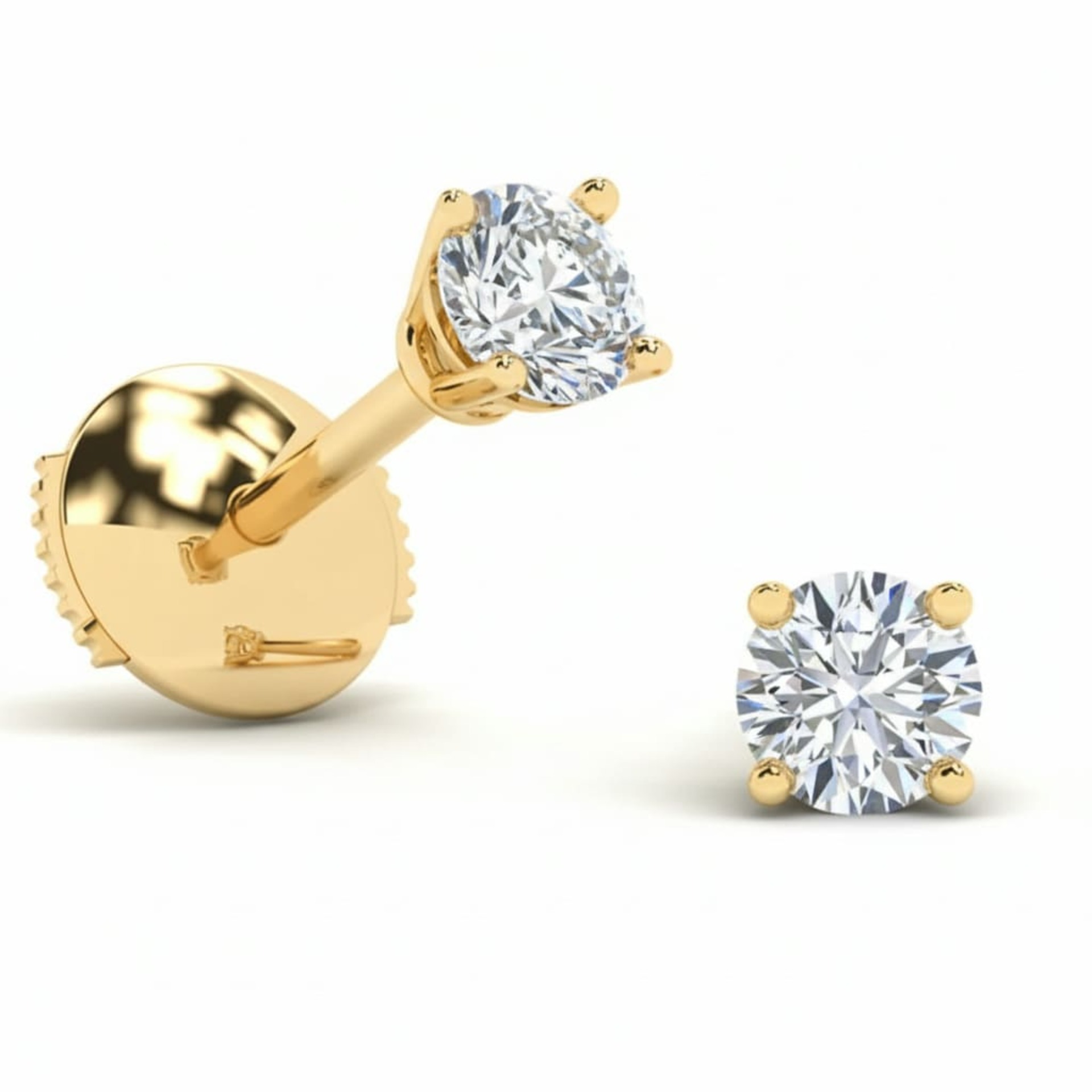 Earrings Classics Diamond Yellow Gold 4 CLAWS PREMIUM