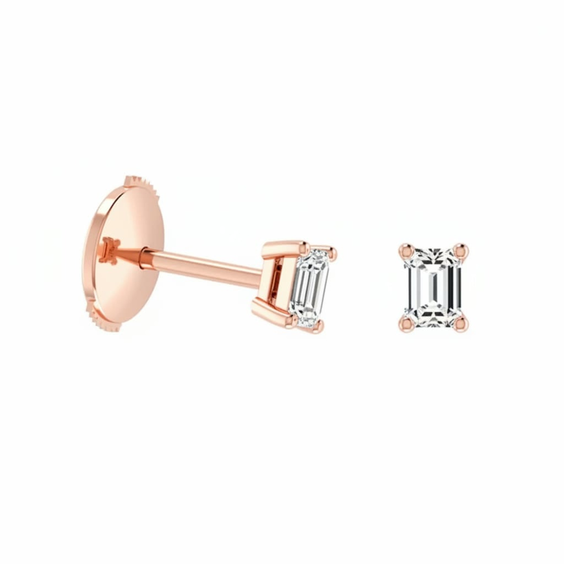 Earrings Classics Diamond Pink Gold EMERALD cut