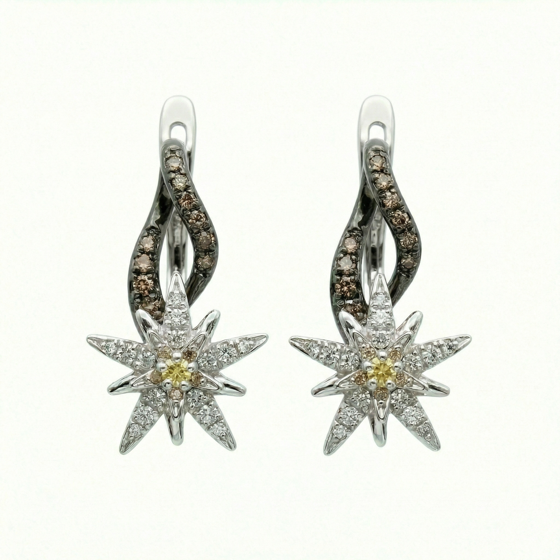 Boucles d'Oreilles  Créateurs Diamant Or Blanc Terre d'Edelweiss