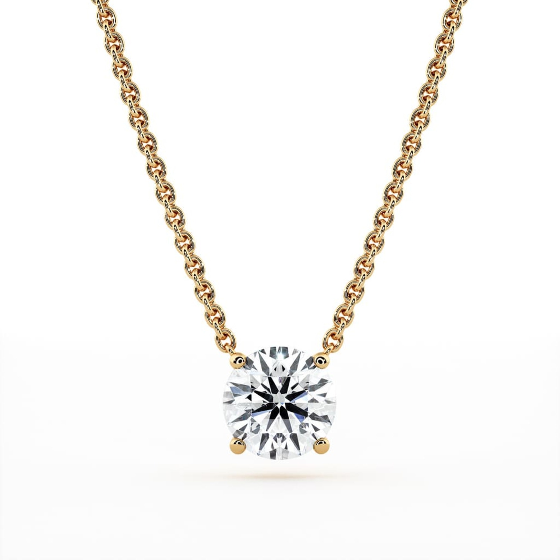 Pendentif Classique Diamant Or Jaune 4 GRIFFES sans bélière