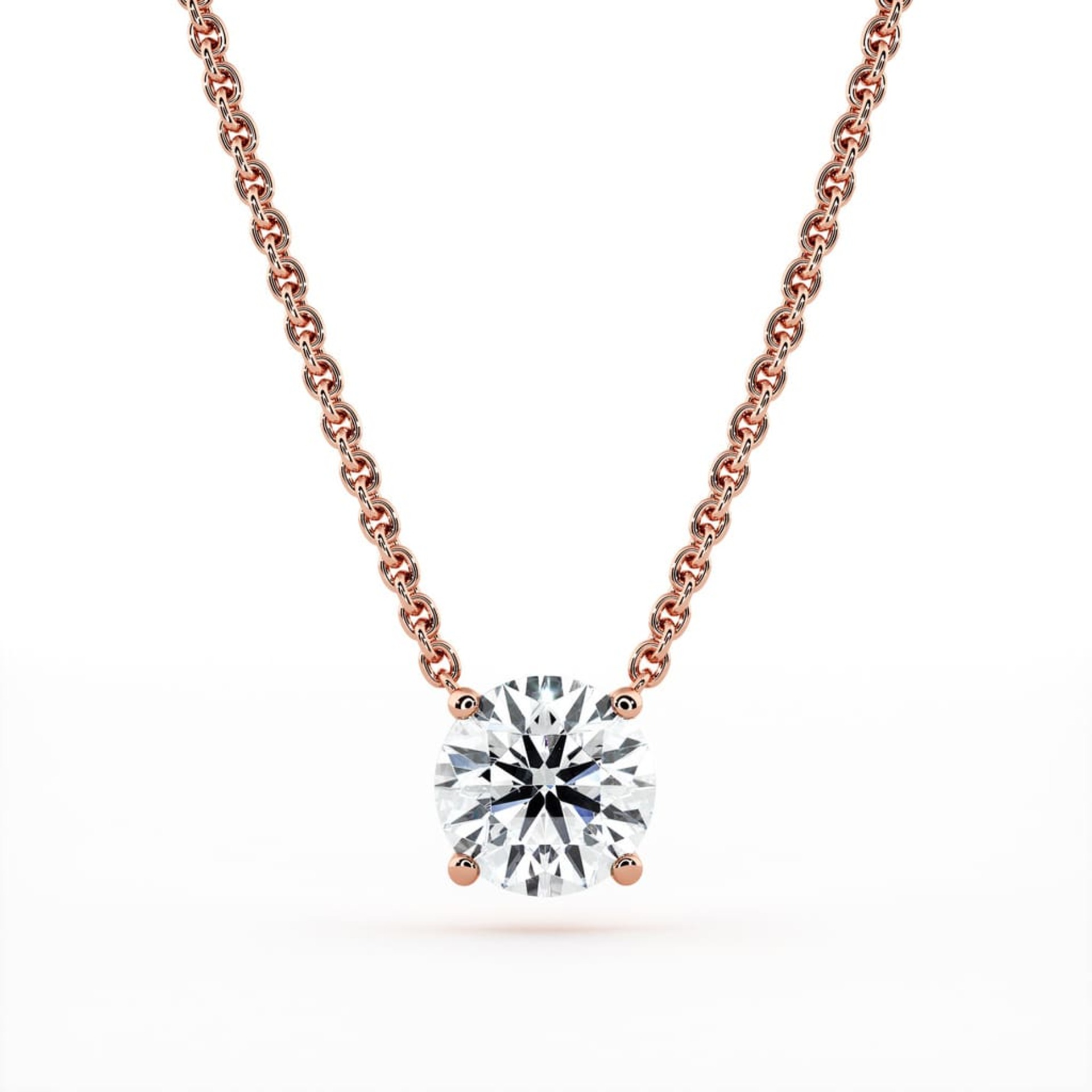 Pendentif Classique Diamant Or Rose 4 GRIFFES sans bélière