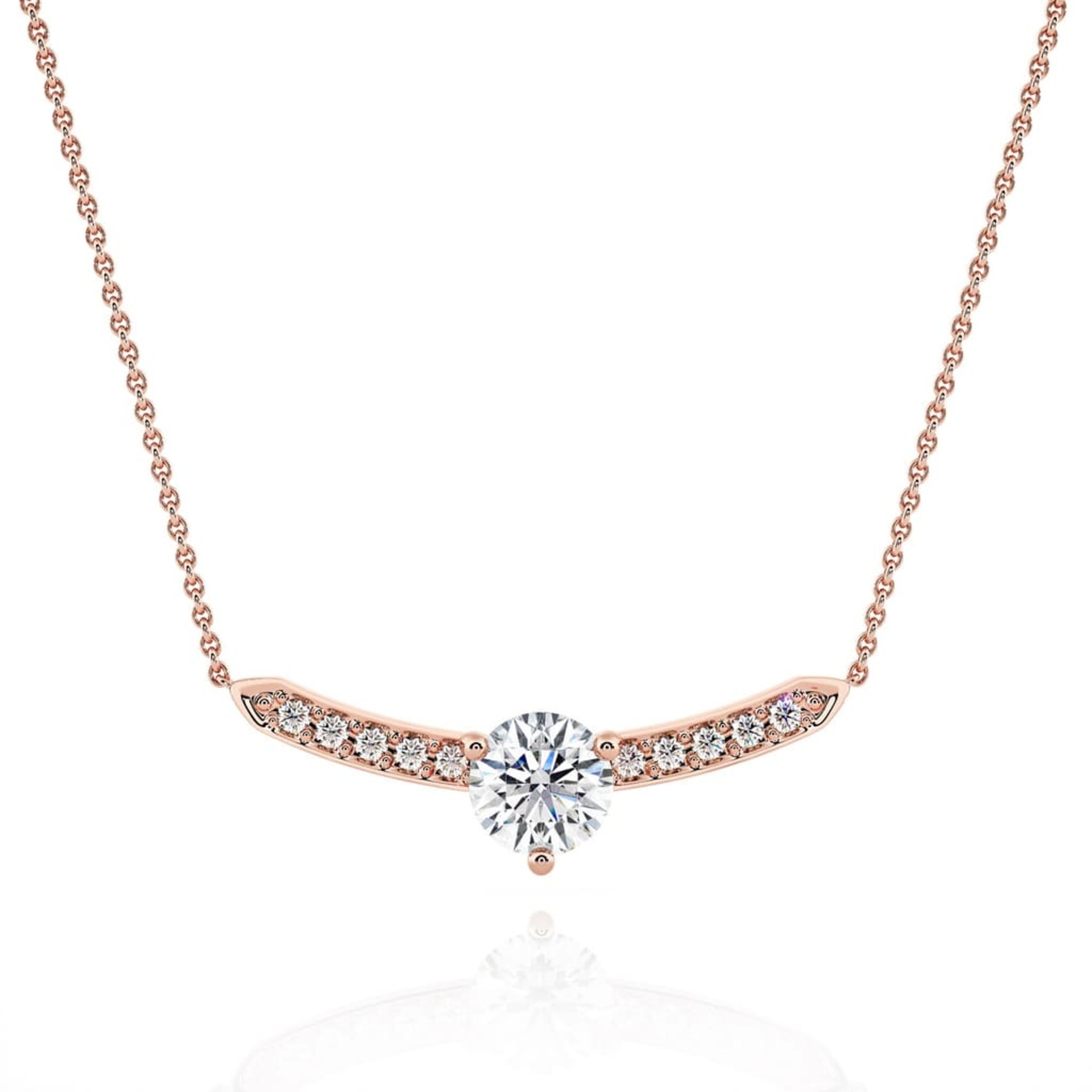 Pendentif Classique Diamant Or Rose Barette de diamants