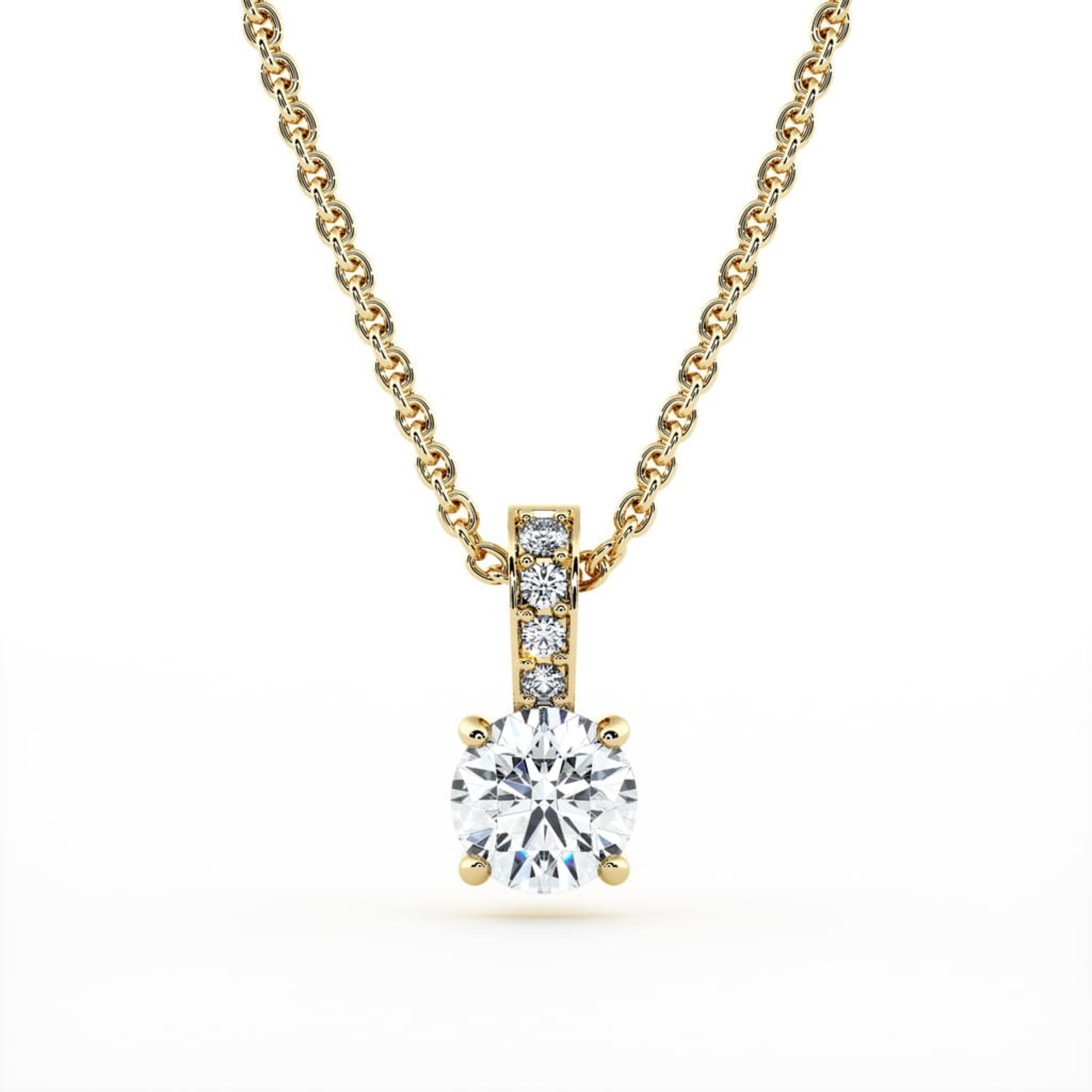 Pendant & Necklace Classics Diamond Yellow Gold Bail paved with diamonds