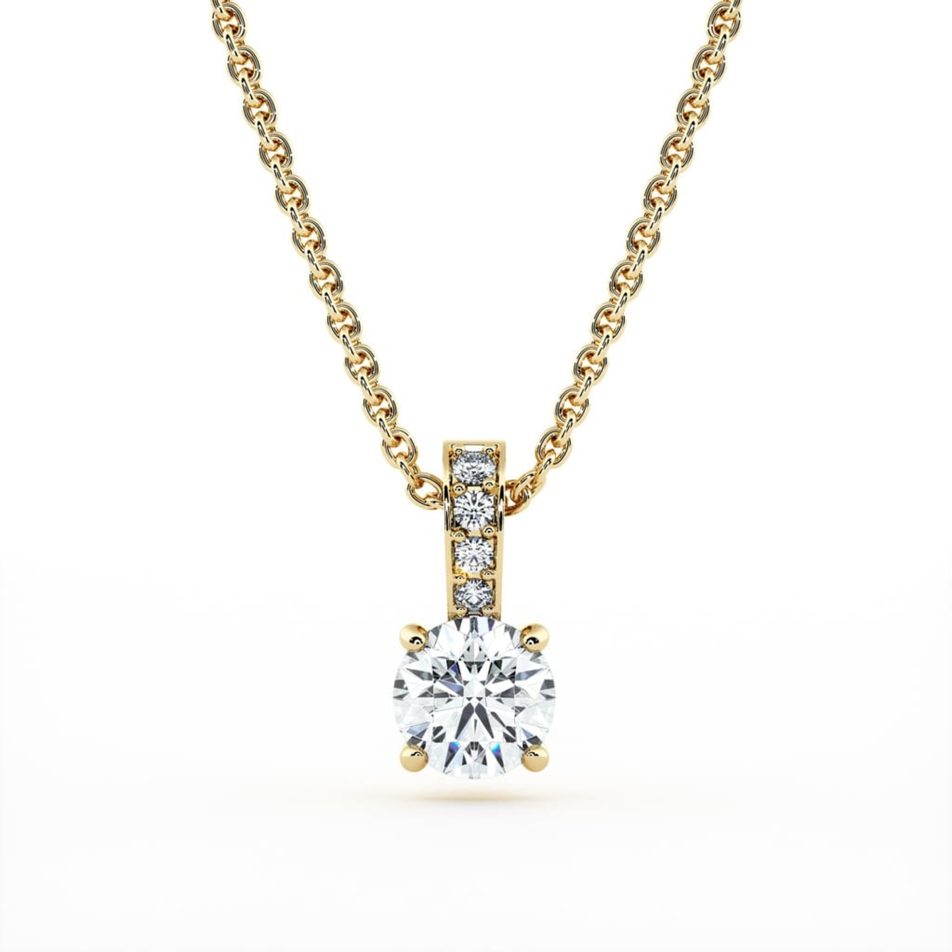 Pendentif Classique Diamant Or Jaune Belière pavée de diamants
