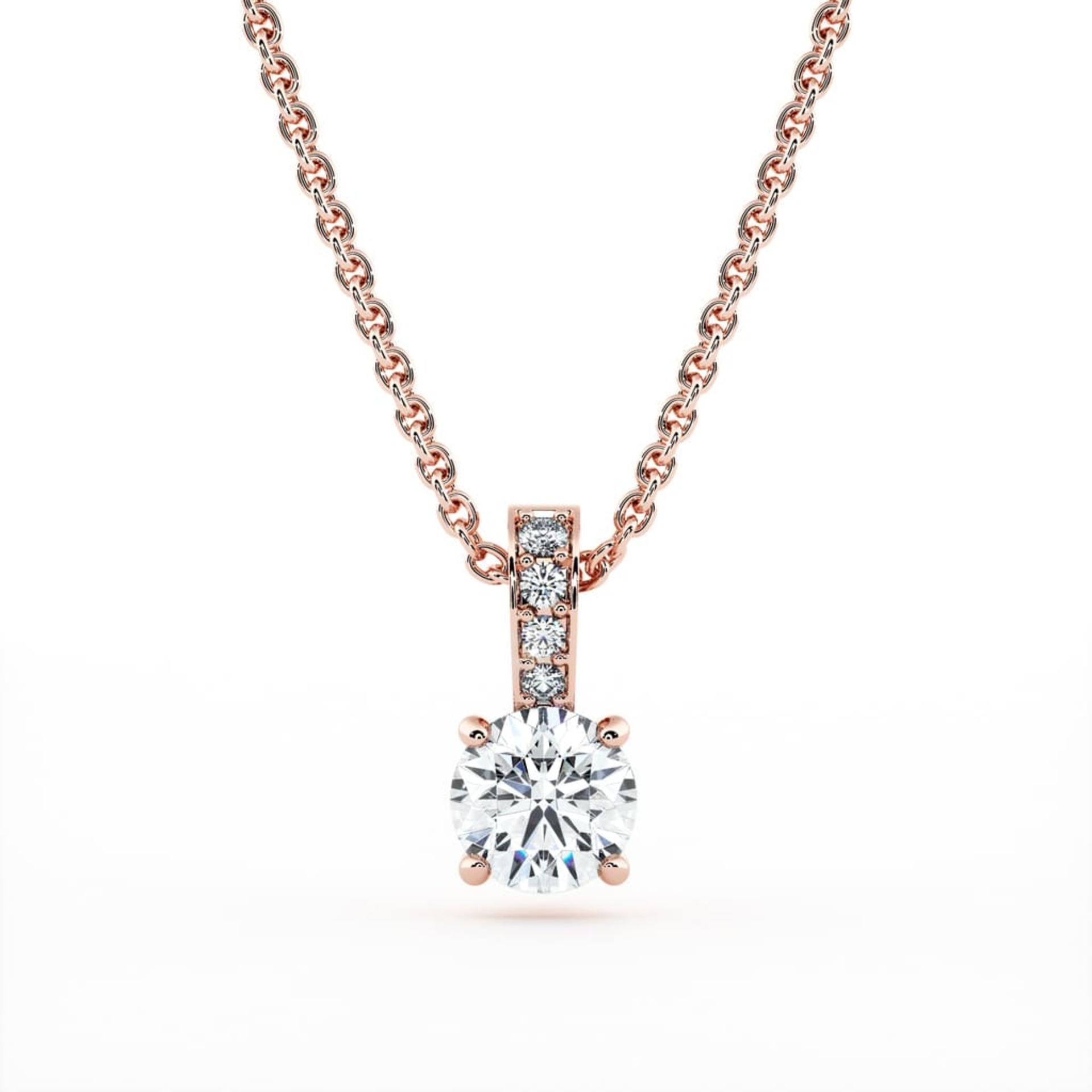 Pendant & Necklace Classics Diamond Pink Gold Bail paved with diamonds