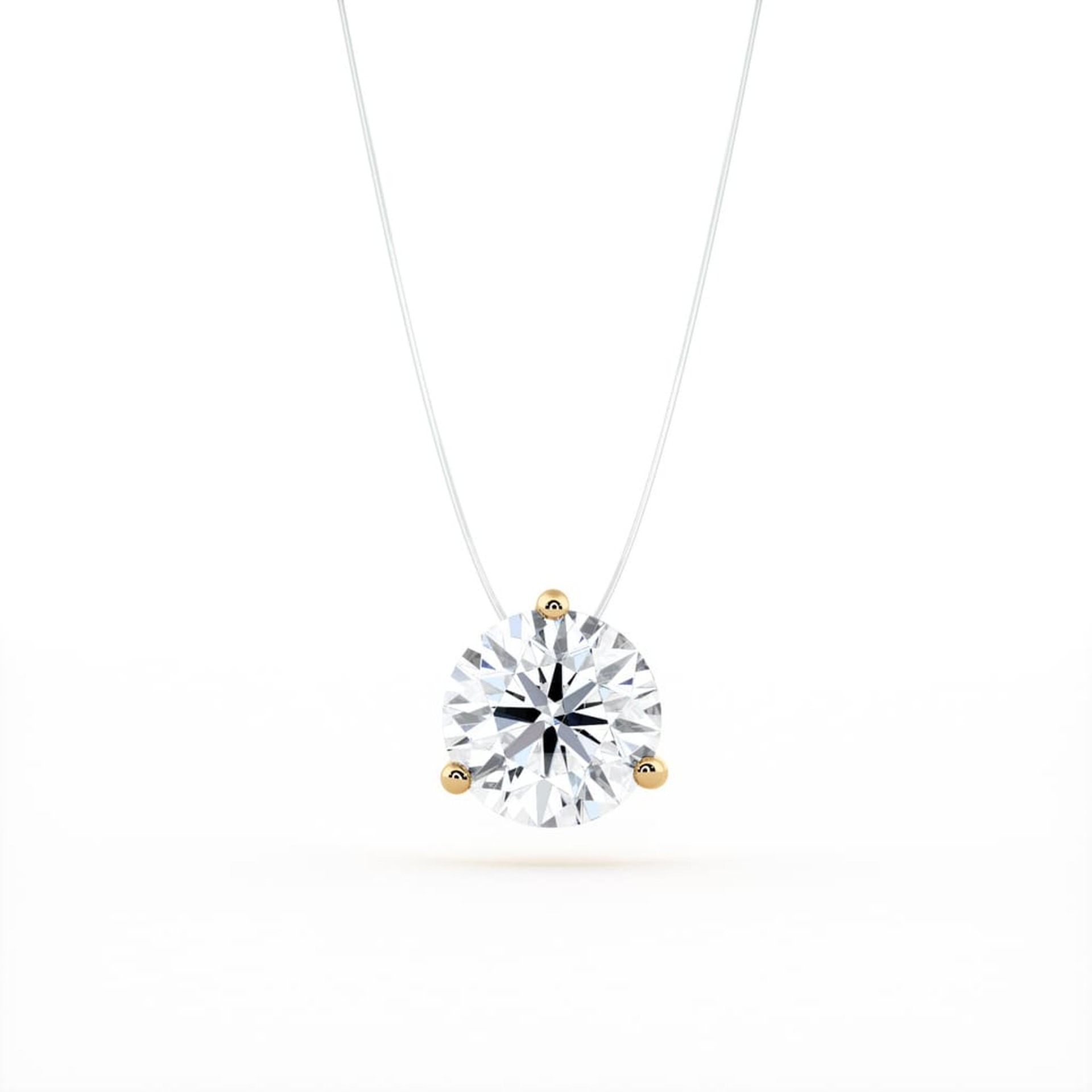 Pendentif Classique Diamant Or Jaune Fil de peche