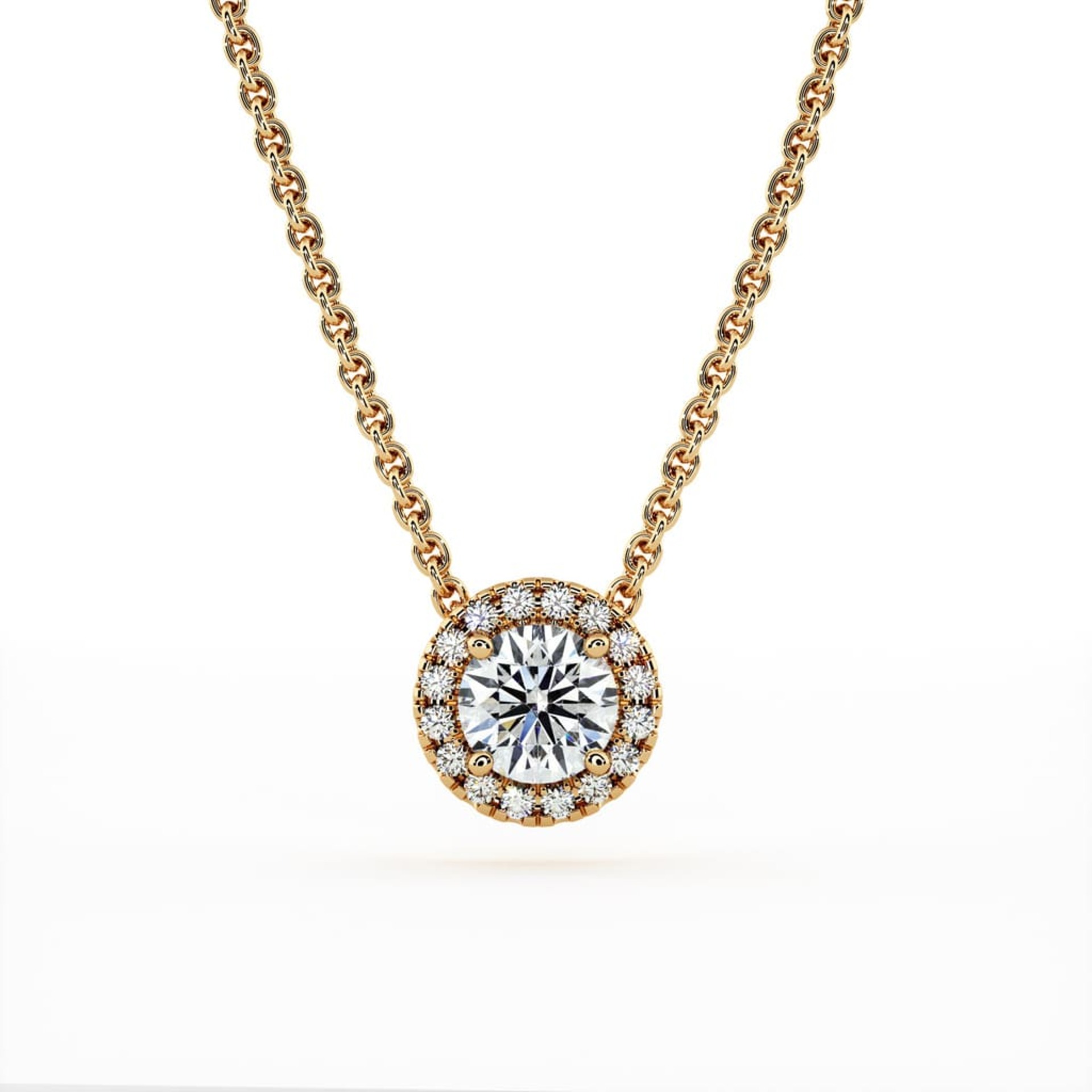 Pendant & Necklace Classics Diamond Yellow Gold Paved Round Brilliants