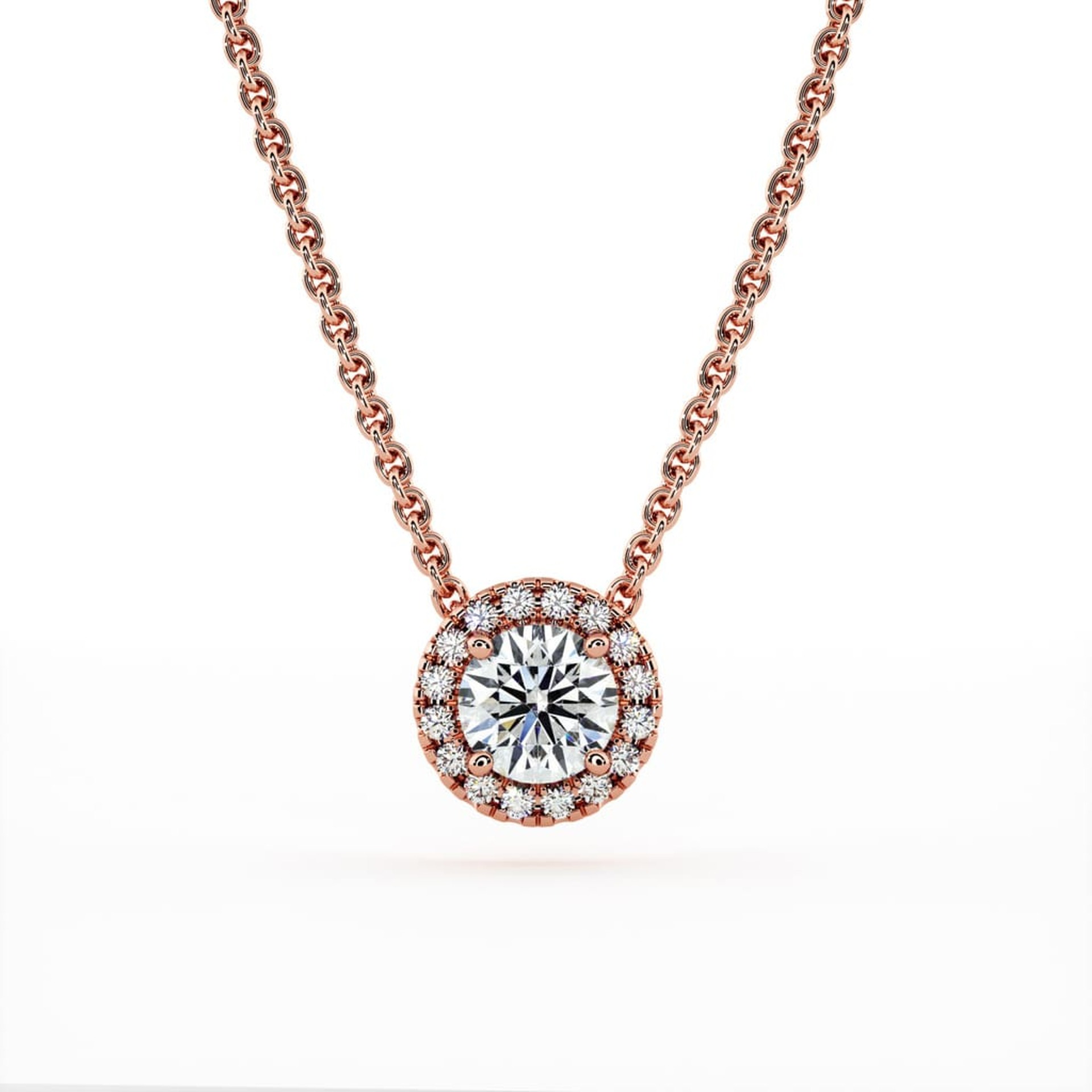 Pendant & Necklace Classics Diamond Pink Gold Paved Round Brilliants