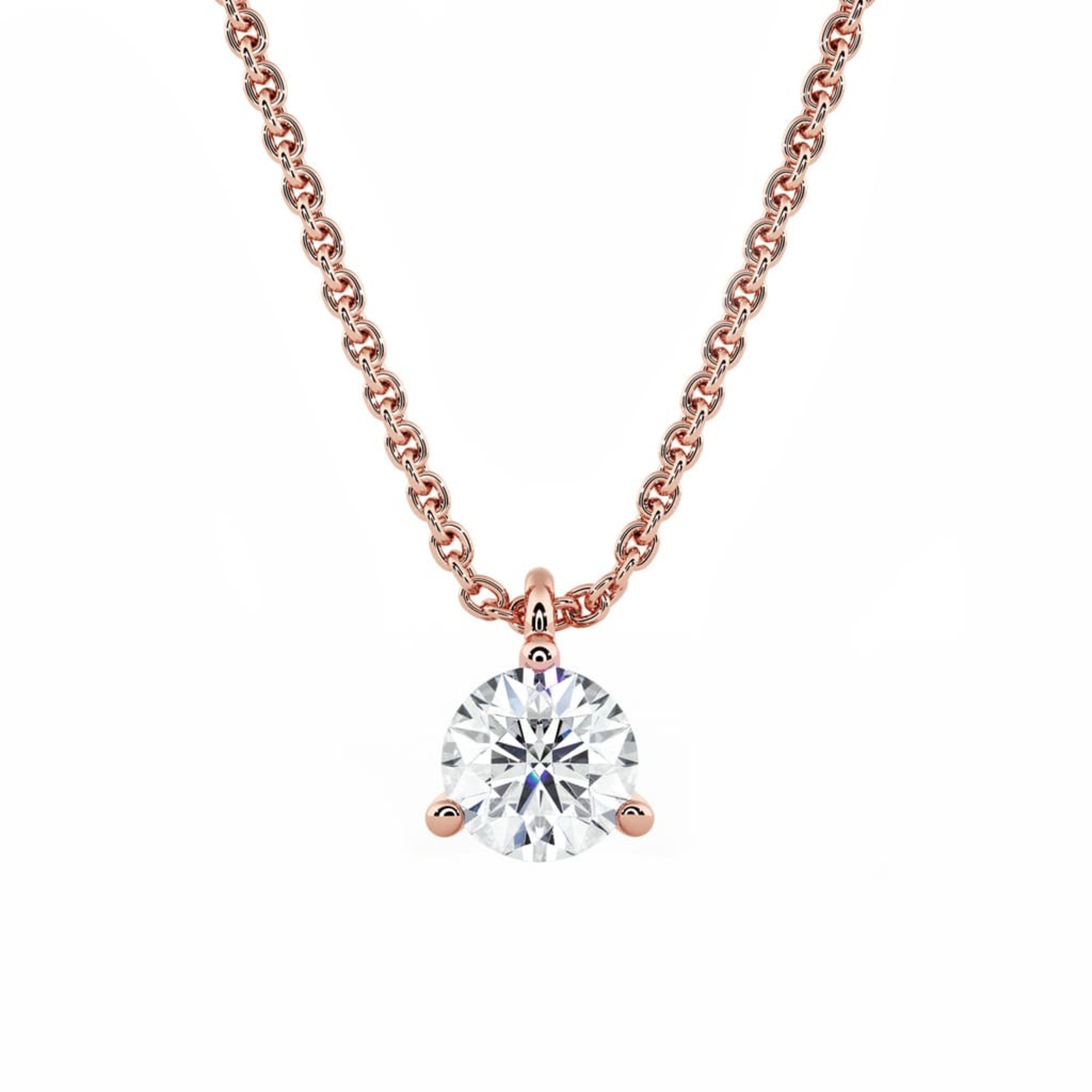 Pendant & Necklace Classics Diamond Pink Gold 3 CLAWS B