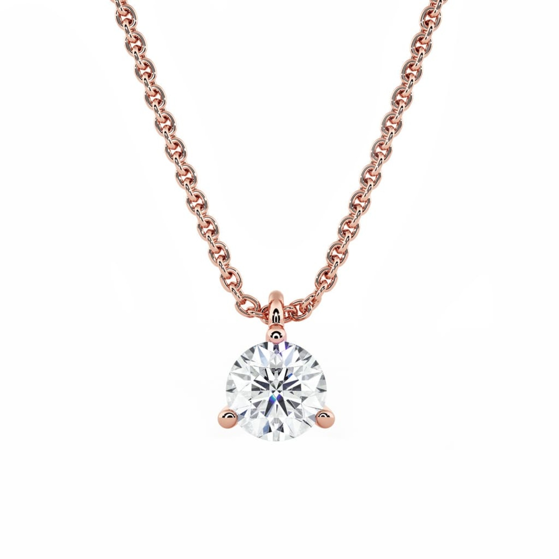 Pendentif Classique Diamant Or Rose Pendentif 3 Griffes