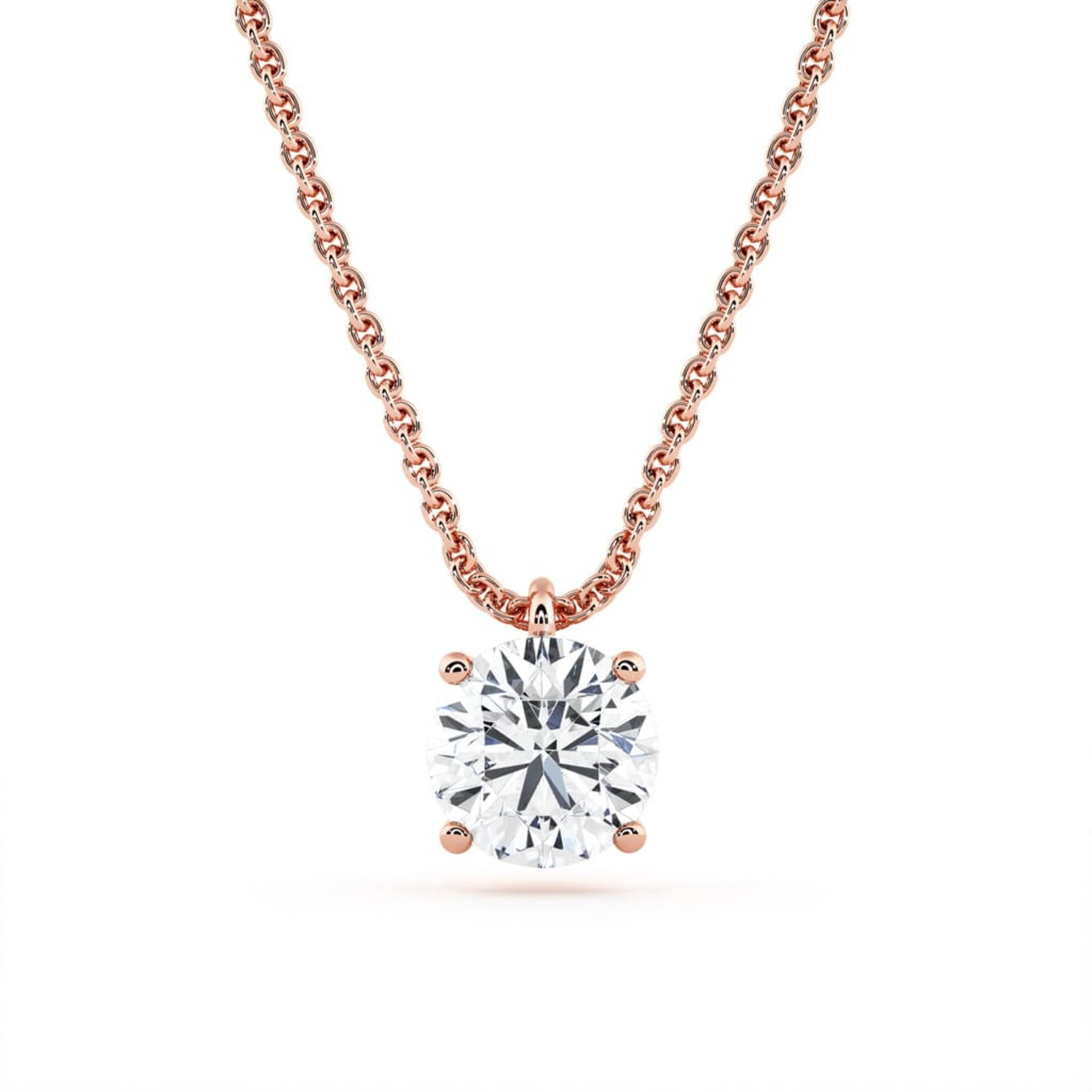 Pendant & Necklace Classics Diamond Pink Gold 4 CLAWS B