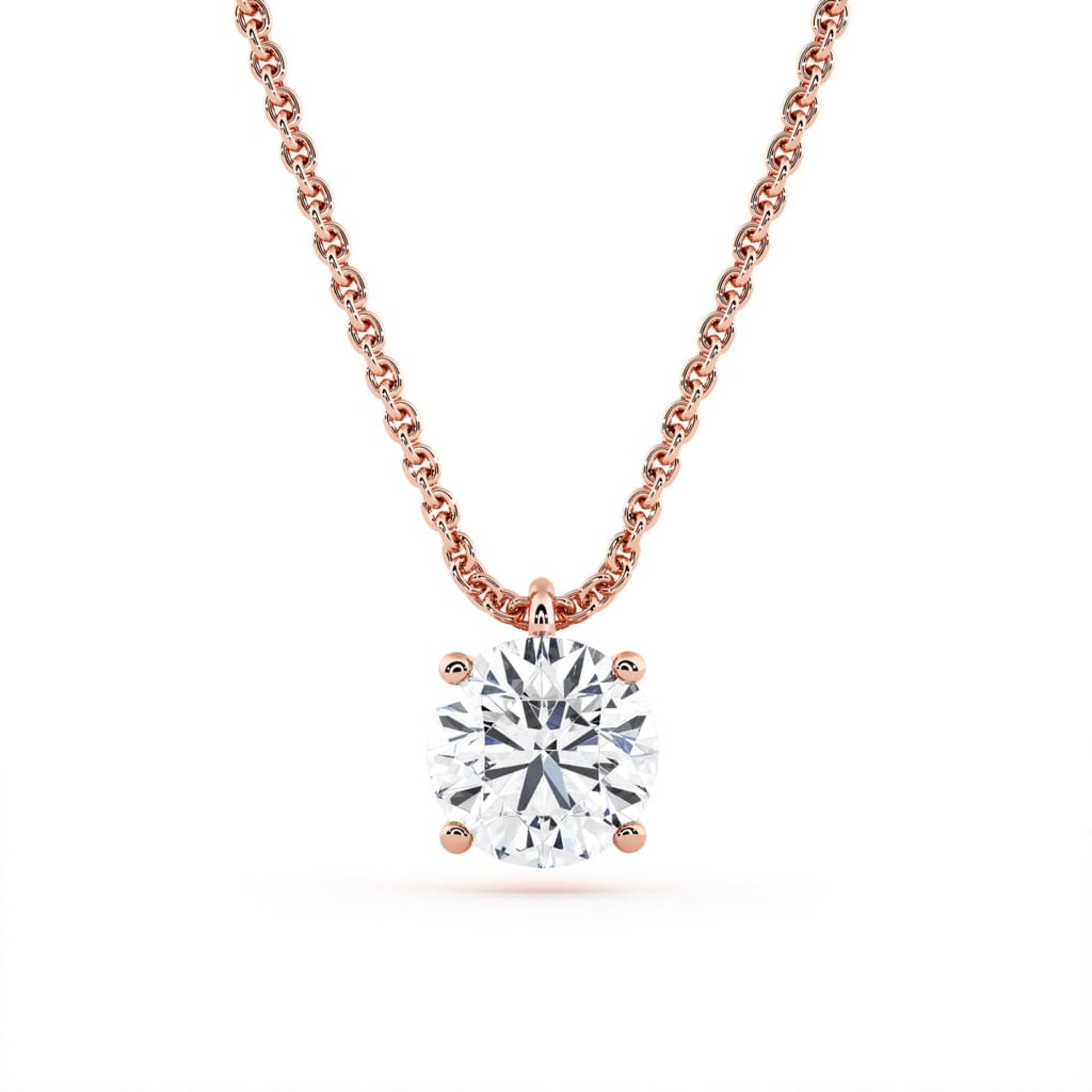 Pendentif Classique Diamant Or Rose Pendentif 4 Griffes