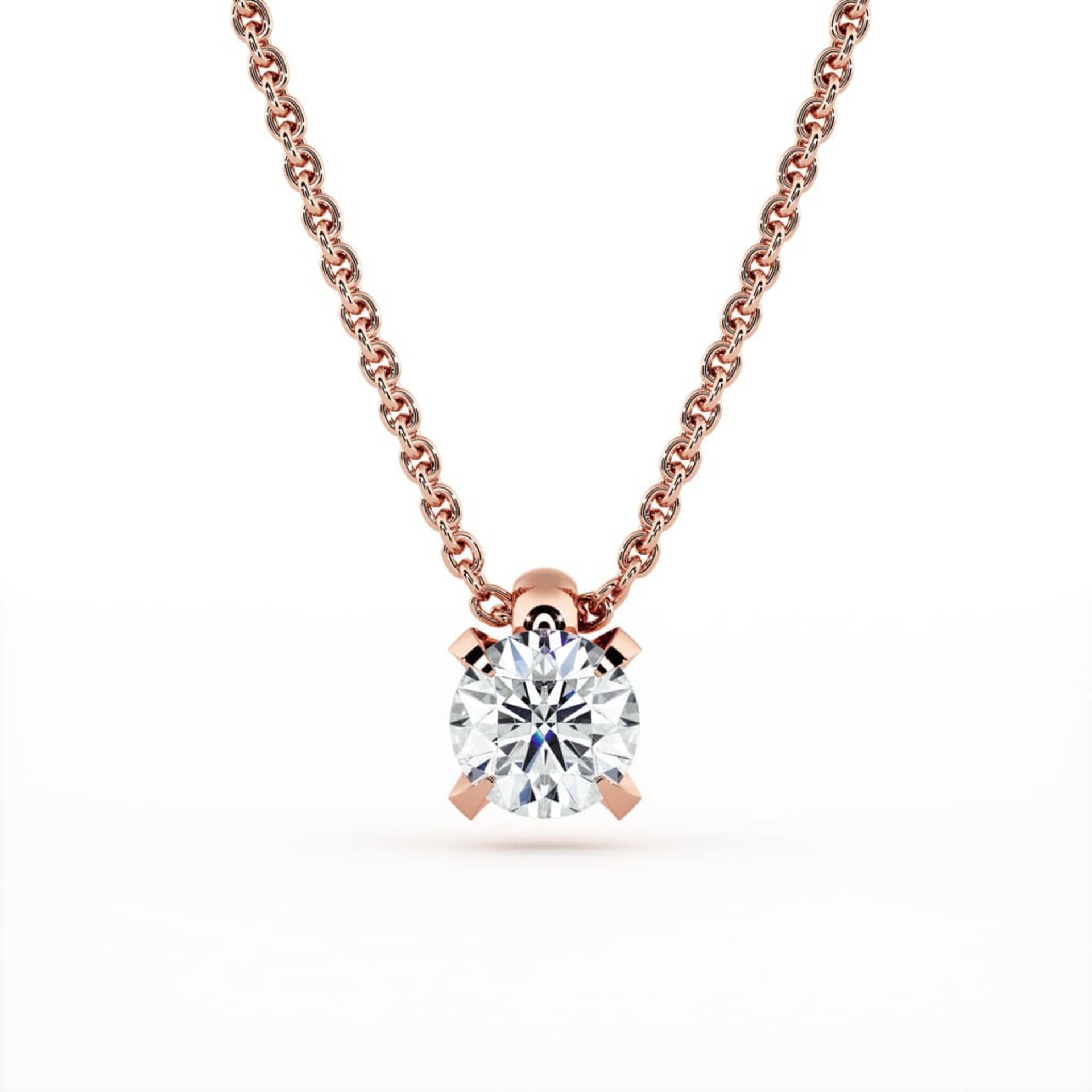 Pendentif Classique  Diamant Or Rose serti griffes BERCEAU