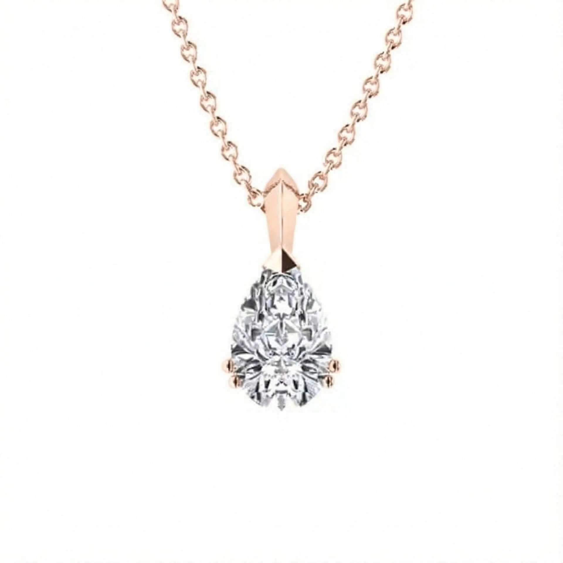 Pendentif Classique  Diamant Or Rose taille POIRE