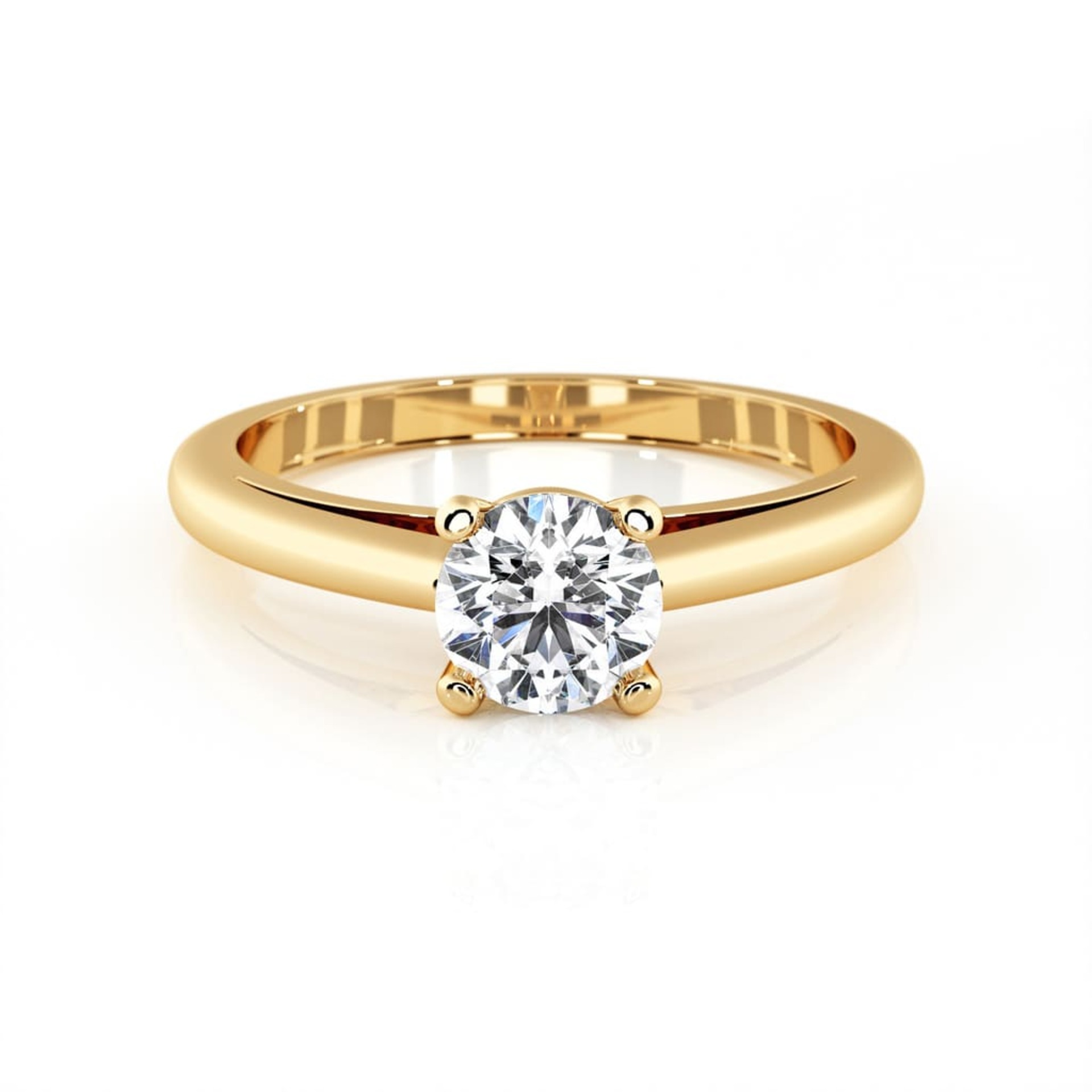 Solitaire  Classique  Diamant Or Jaune 4 Griffes Classic