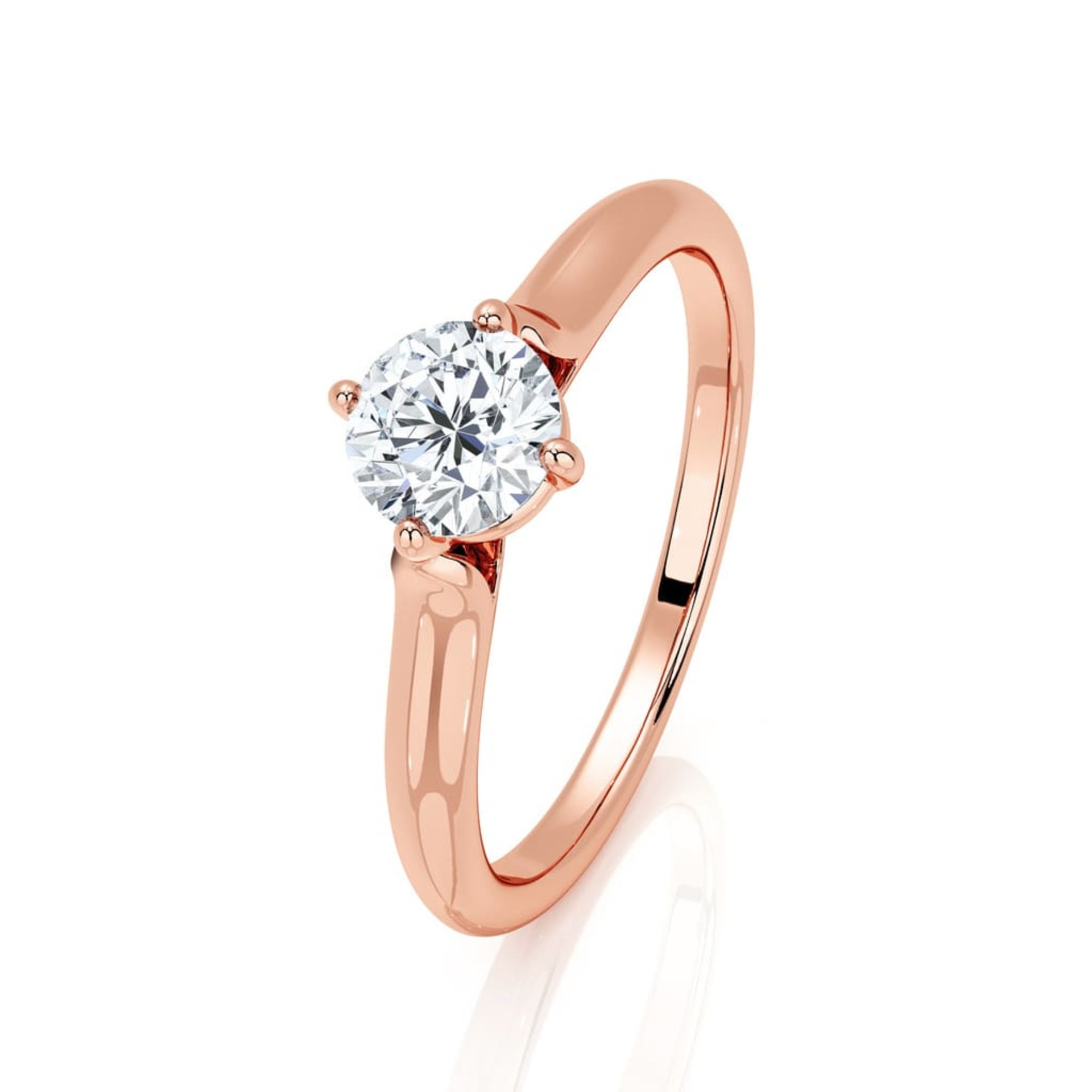 Solitaire  Classique  Diamant Or Rose 4 griffes en croix