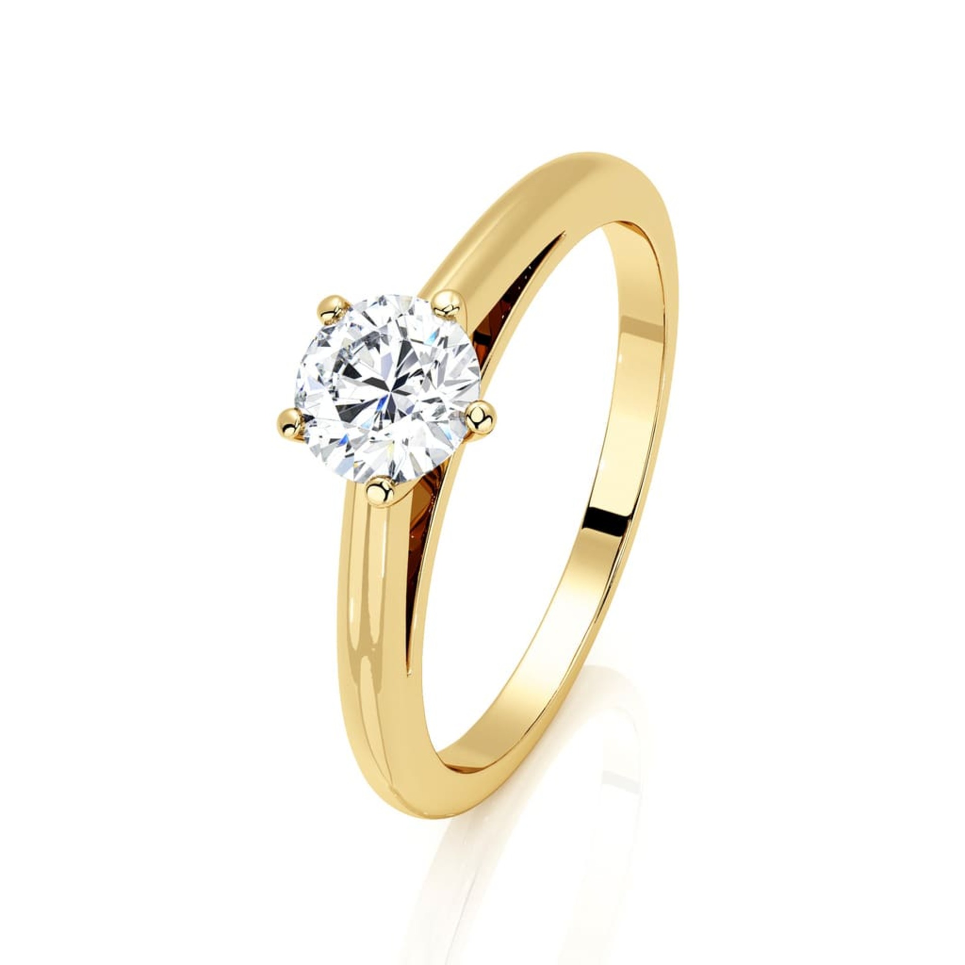 Solitaire  Classique  Diamant Or Jaune 5 Griffes Classic