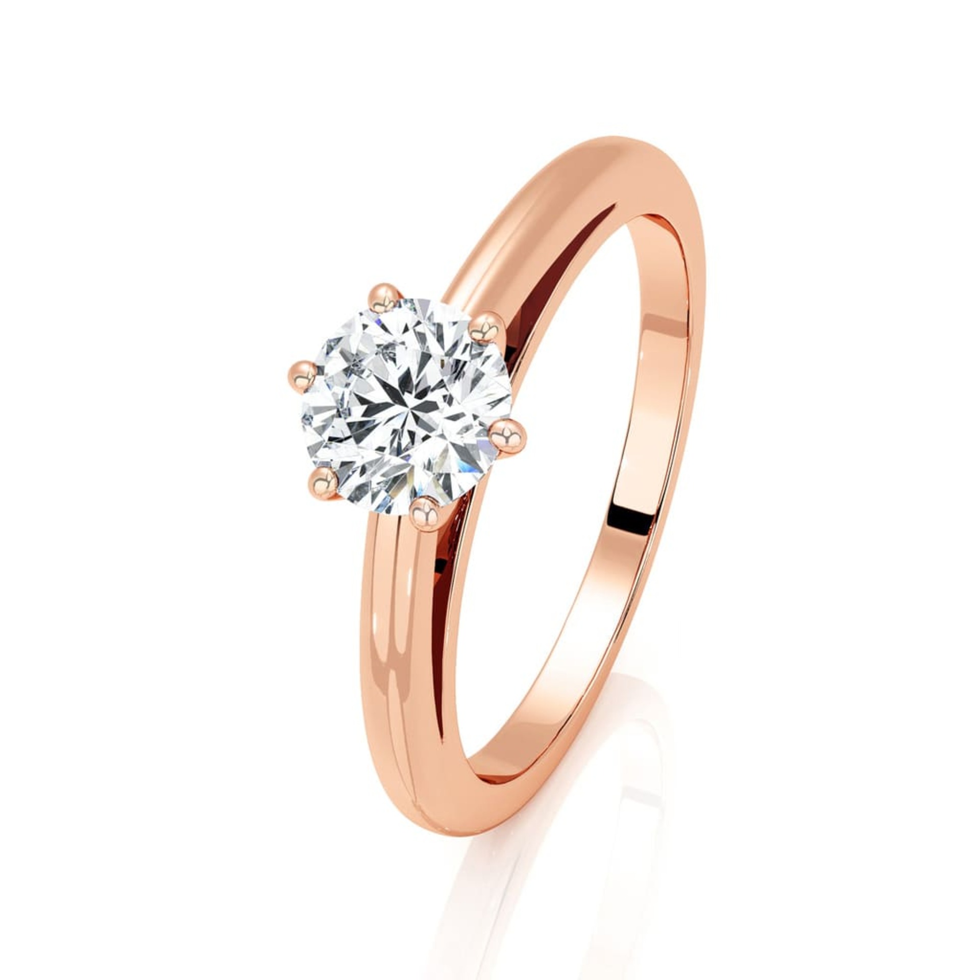 Solitaire Classique Diamant Or Rose 6 Griffes Classic