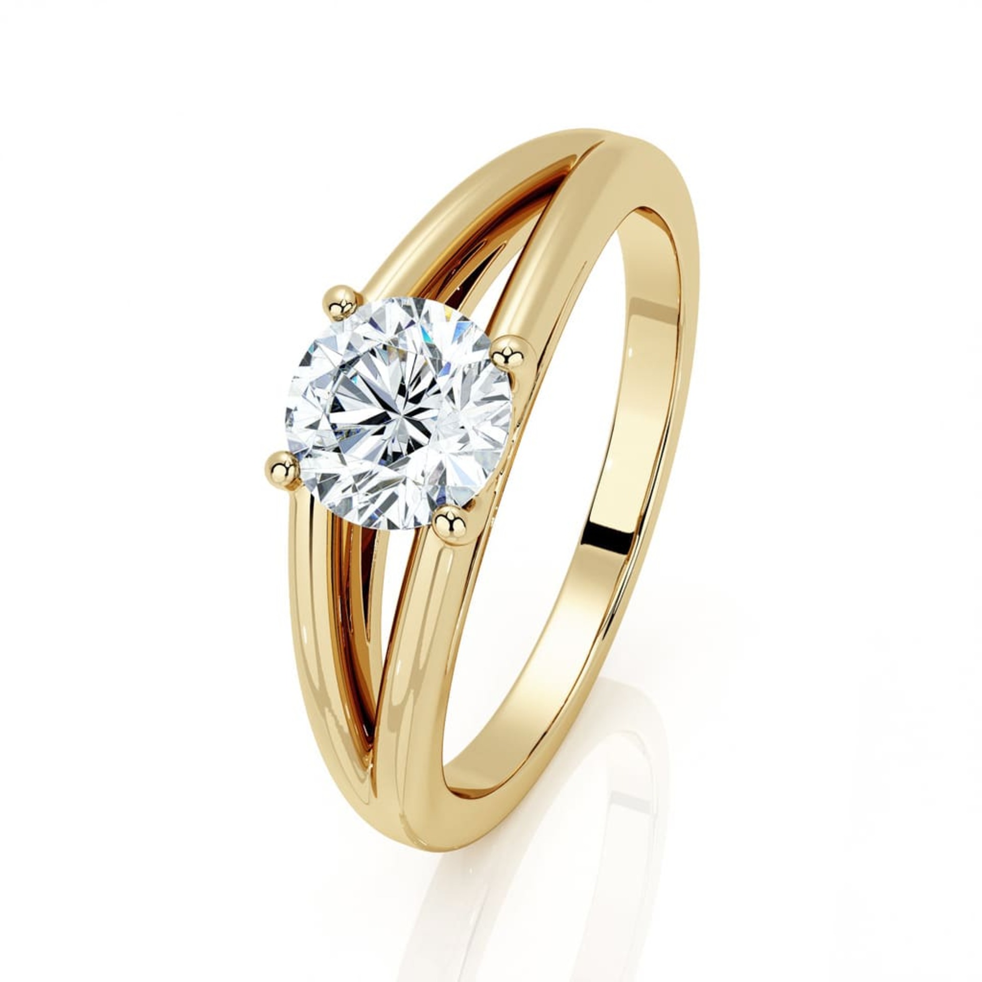 Solitaire Classique Diamant Or Jaune Double Anneau
