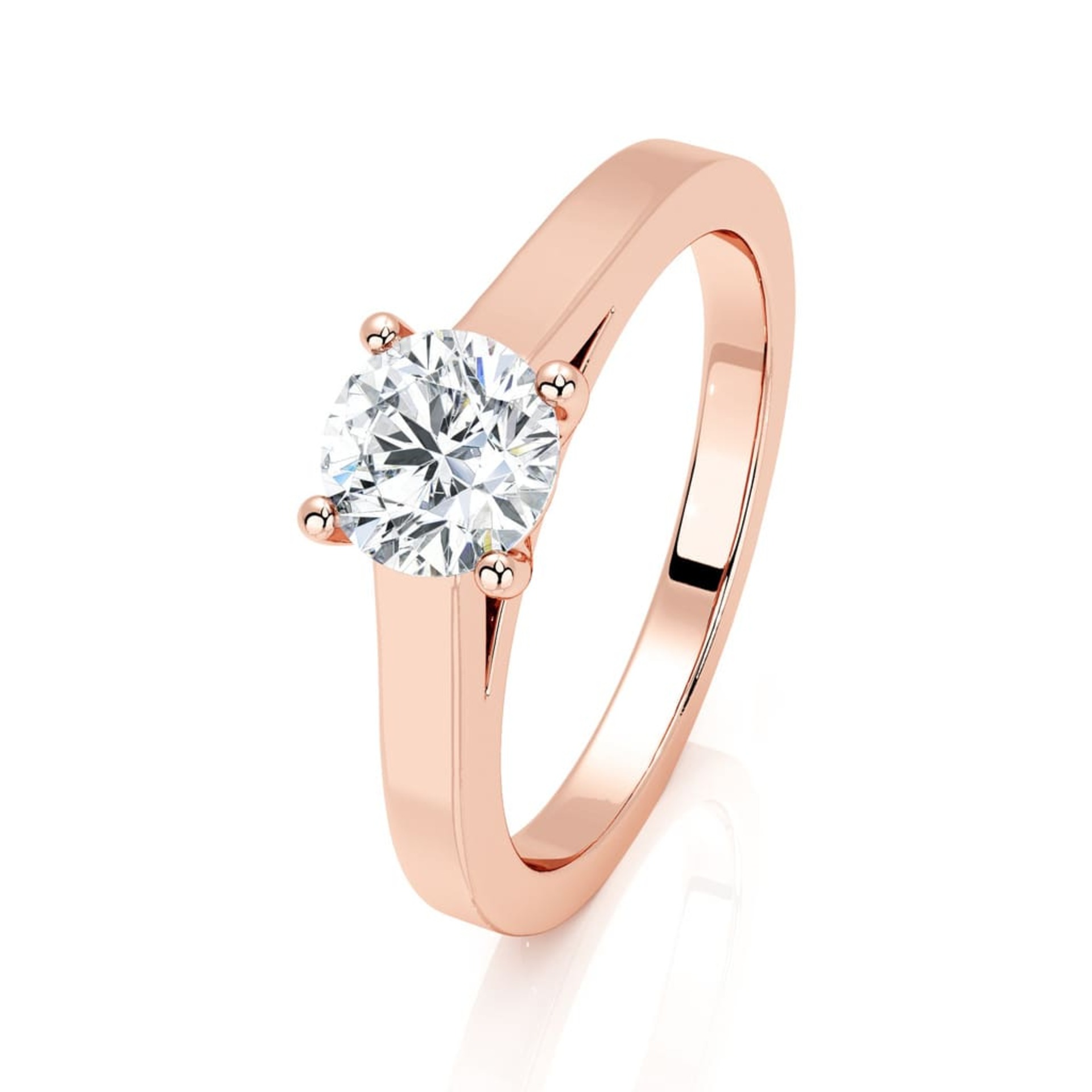 Solitaire Classique Diamant Or Rose Karma 4 Griffes