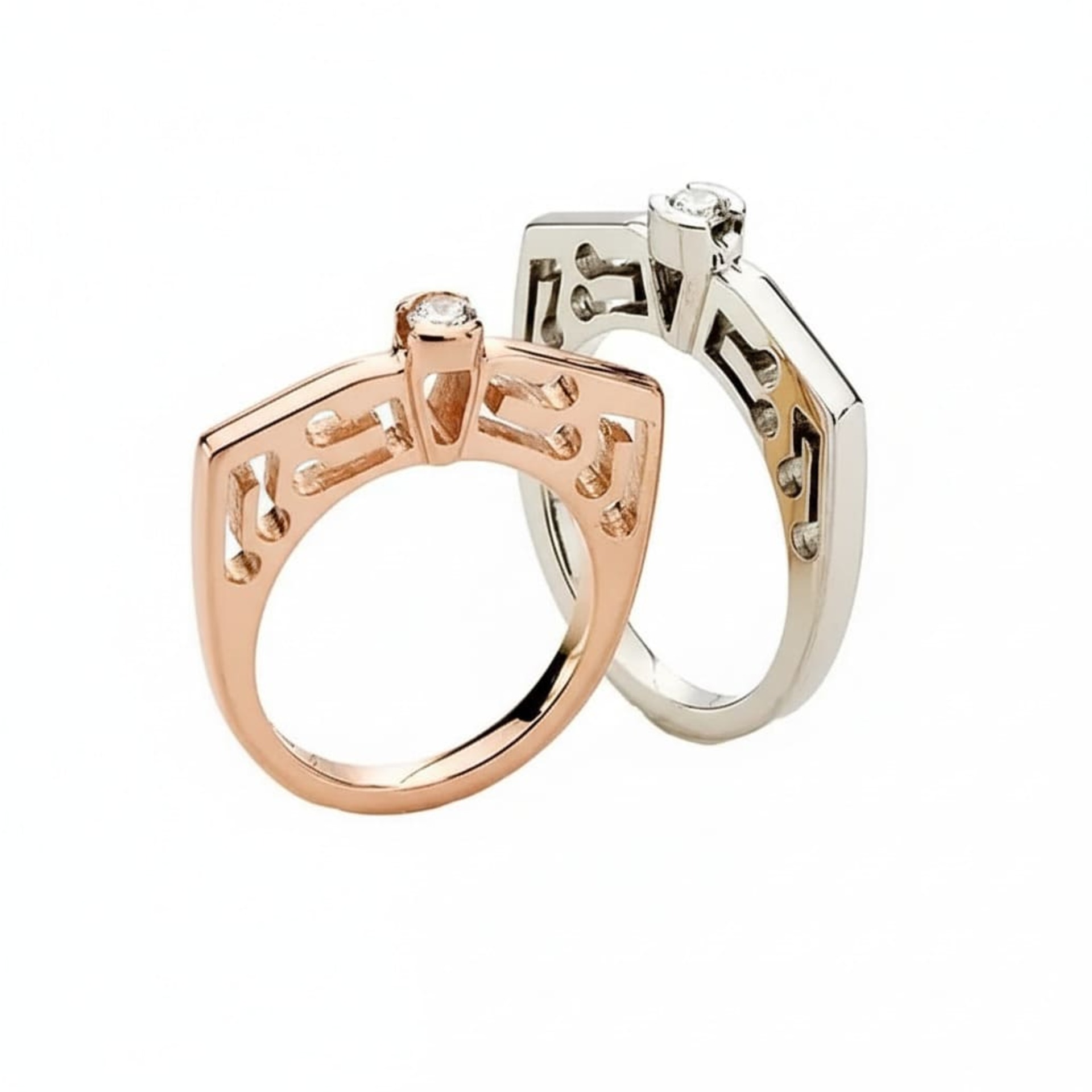 Solitaire  Créateurs Diamant Or Rose NOTES DE MUSIQUE