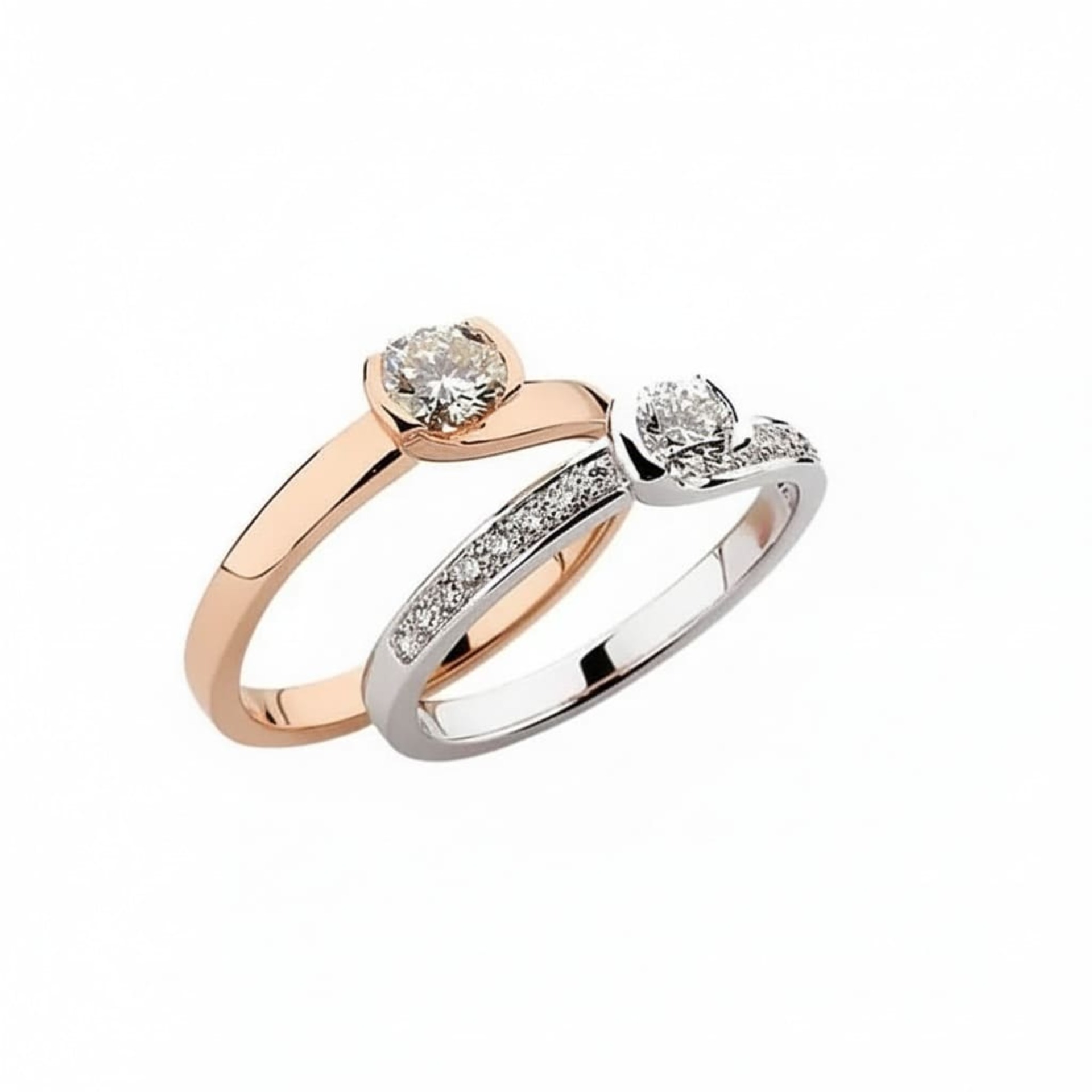 Solitaire  Classique  Diamant Or Rose NOUVELLES ETREINTES