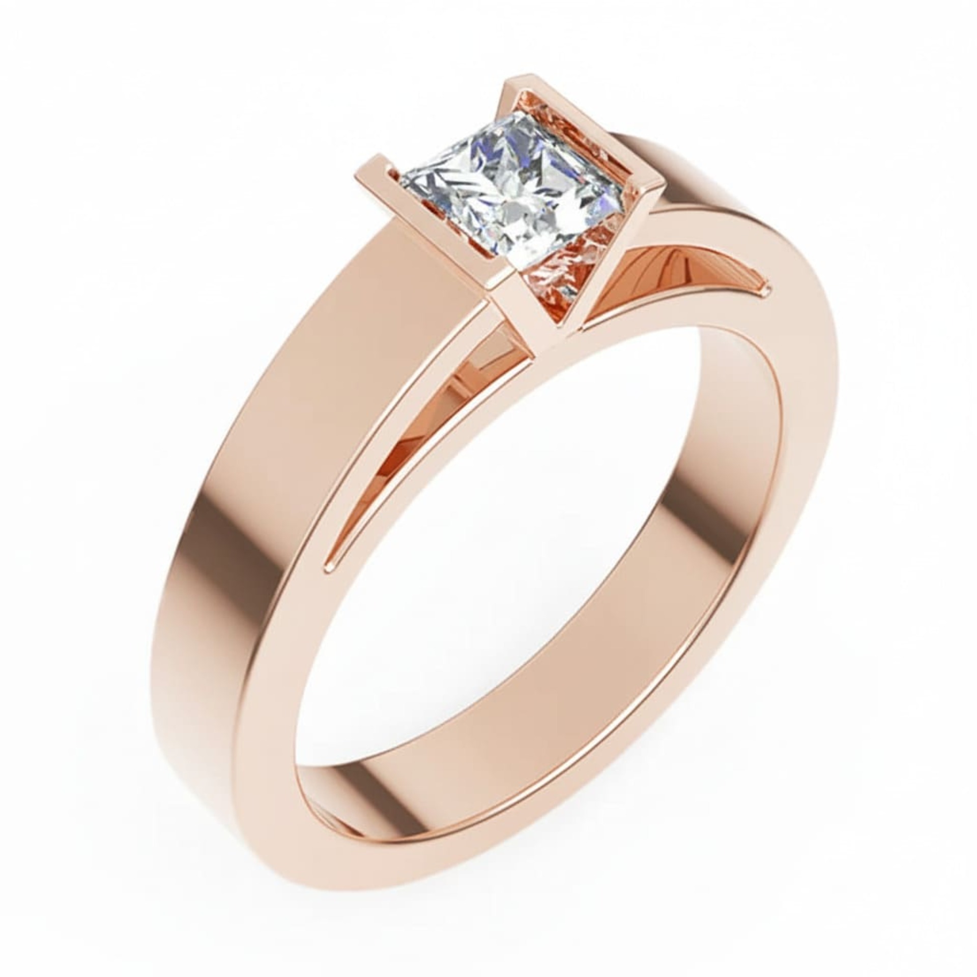 Solitaire  Classique  Diamant Or Rose PRINCESSE  V