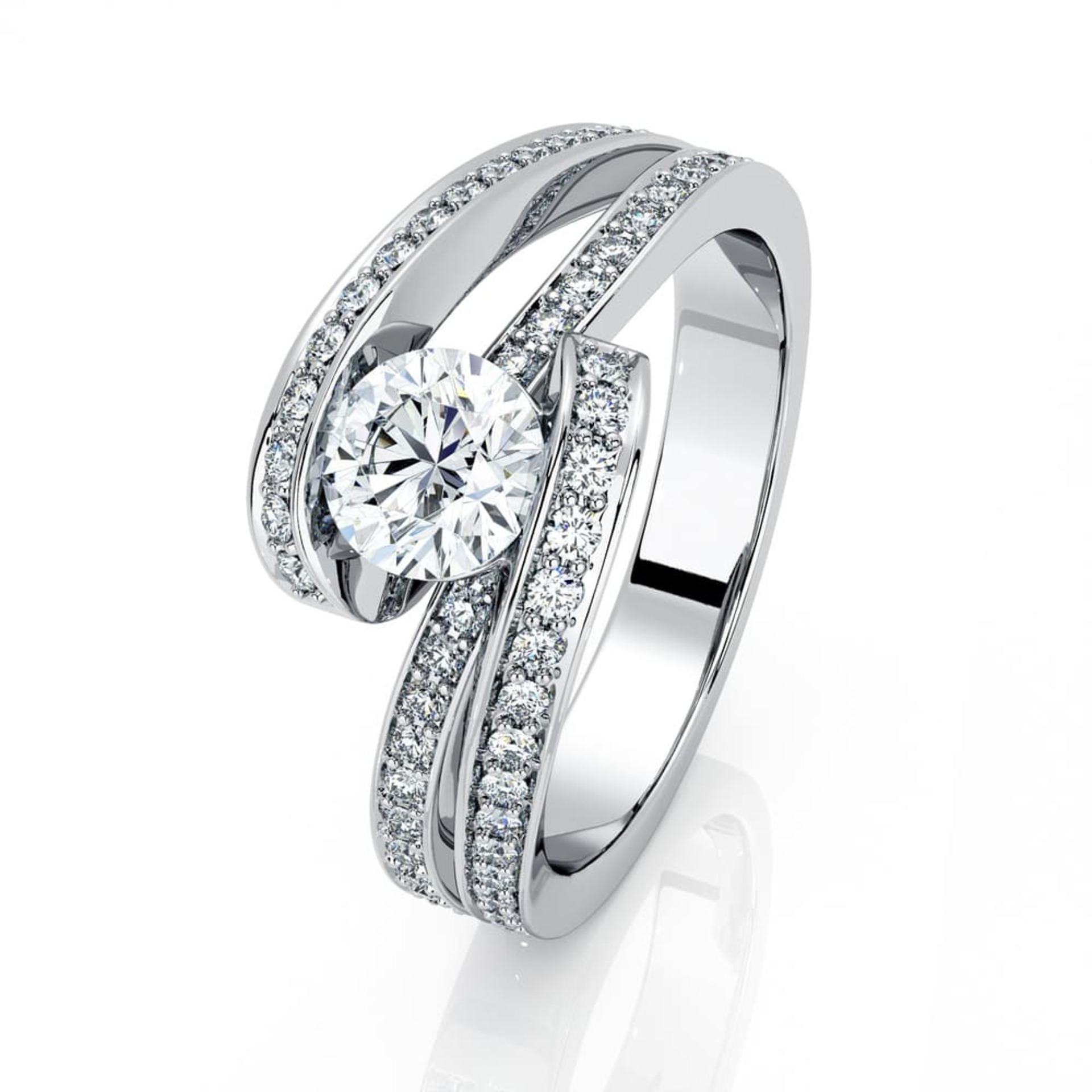 Bague  Classique  Diamant Or Blanc CARESSE