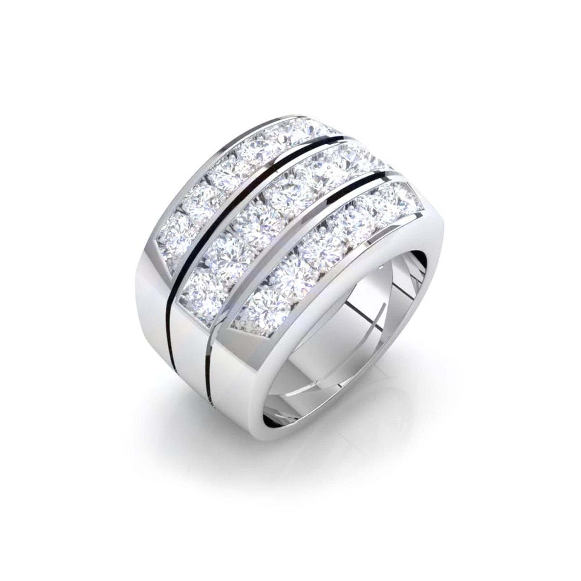 Alliance Demi-tour Diamant Or Blanc Triple rang