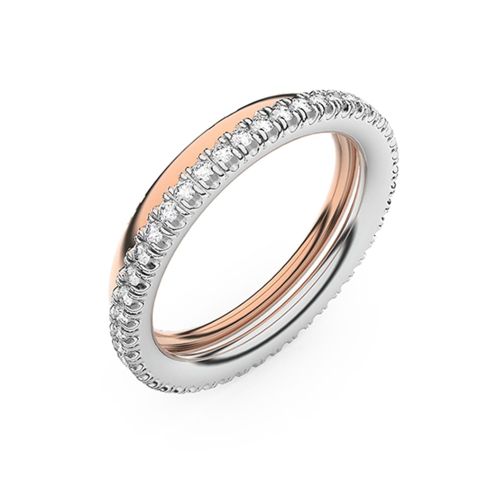 Wedding Band Full set  Diamond Pink Gold DUBBLE