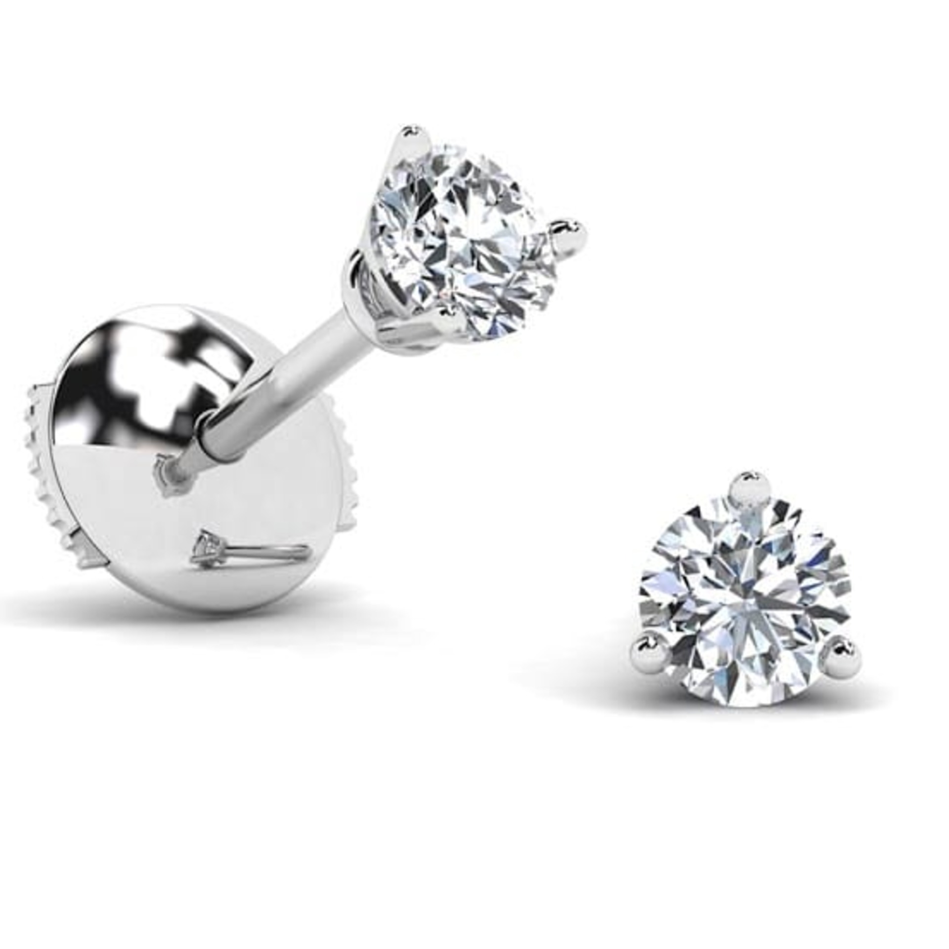 Boucles d'Oreilles  Classique  Diamant Or Blanc 3 GRIFFES PREMIUM